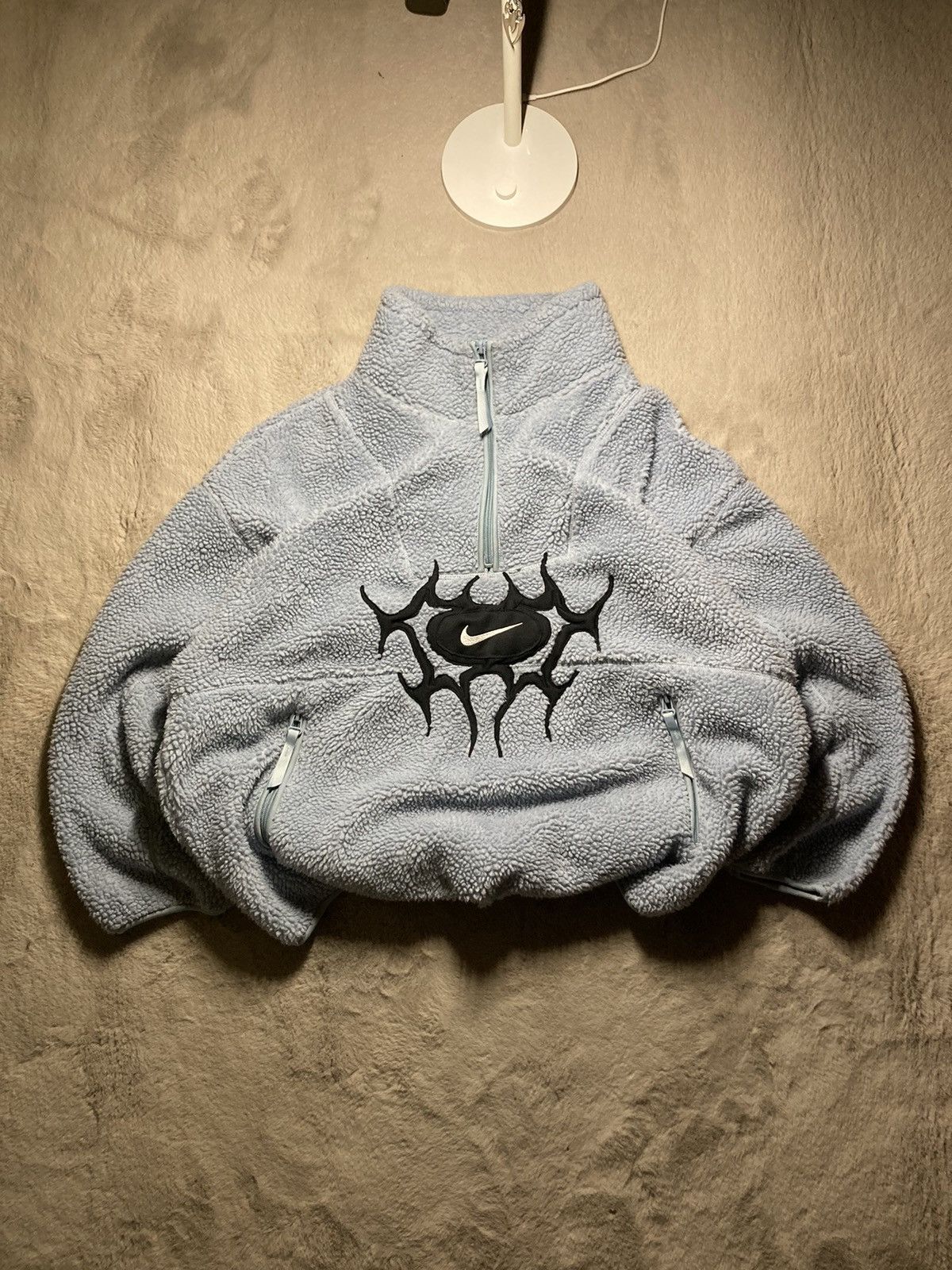 Nike × Vintage ⛩️Nike 1/3zip custom sherpa fleece vintage y2k big logo blue Size US L / EU 52-54 / 3 - 2 Thumbnail