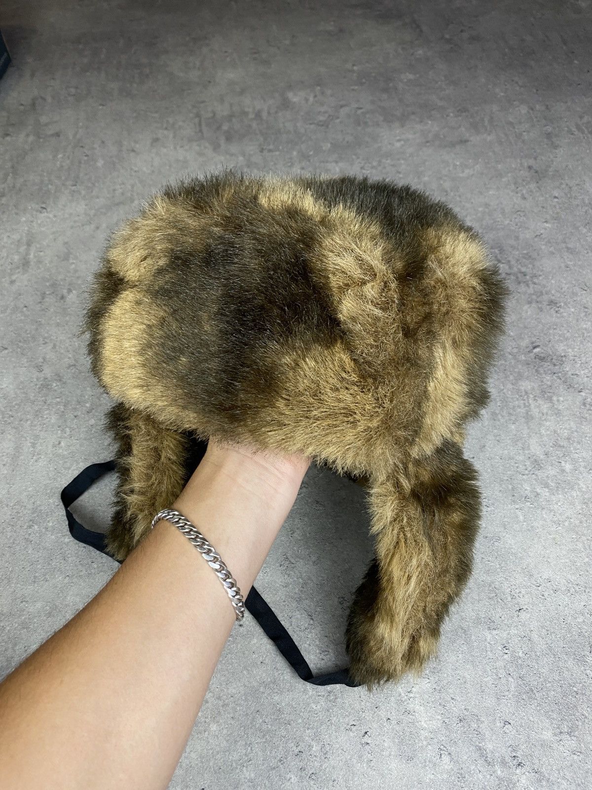 Japanese Brand Vintage Faux Fur Ushanka Hat – Brown Camo Look Y2K Streetwea Size ONE SIZE - 1 Thumbnail