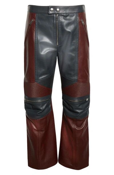 Bottega Veneta o1n1vont1224 Leather Biker Pants in Merlot / Graphite Size US 32 / EU 48 - 1 Thumbnail