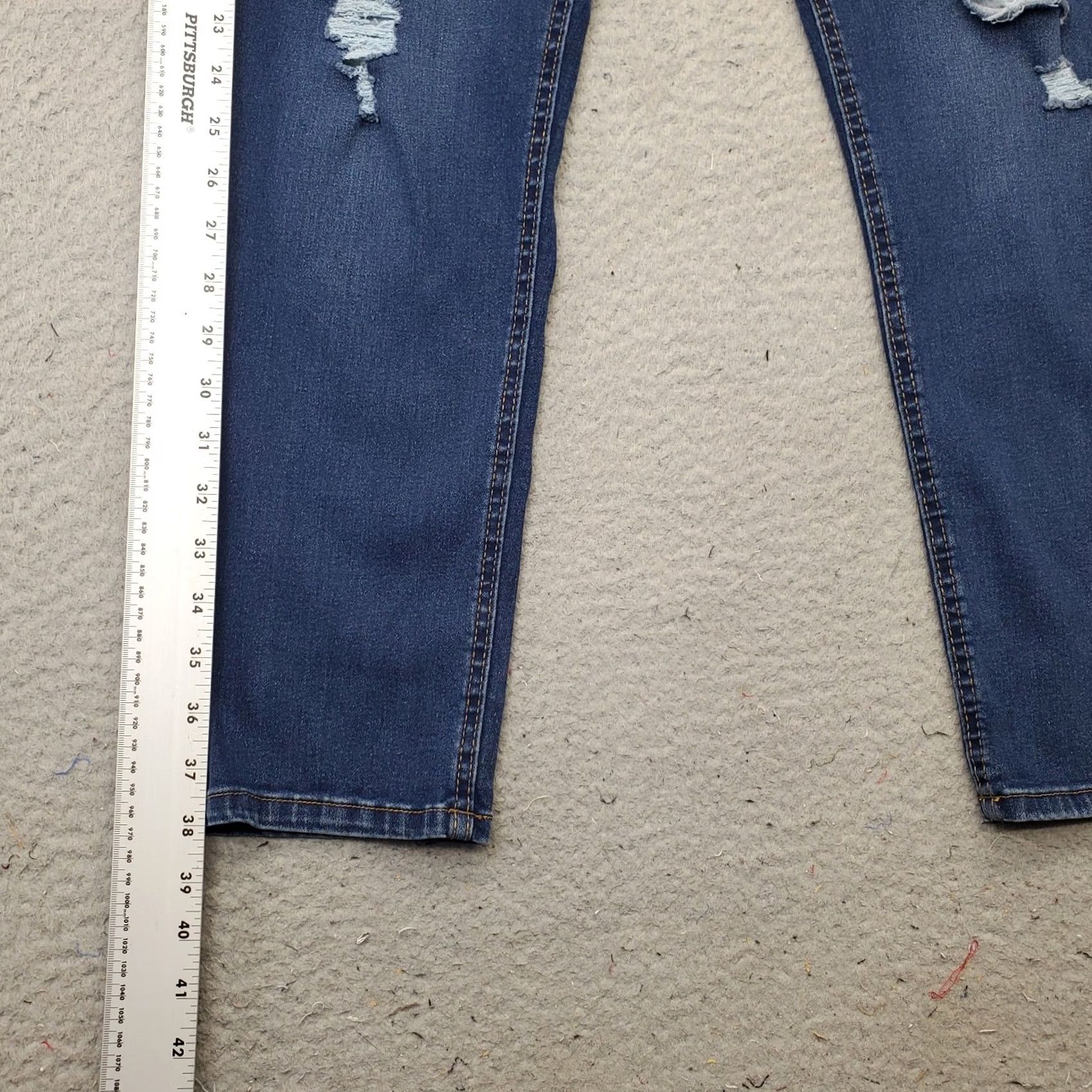Vintage Angels Signature Jeans Womens 16 Blue Stretch Distressed Skinny Leg - 5-Pocket Denim Jeans Size 38" / US 16 / IT 52 - 3 Thumbnail