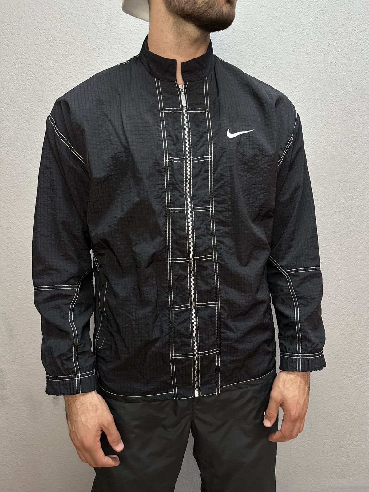 Nike × Vintage Vintage Nike Y2K Nylon Jacket Drill Embroidered Big Logo Size US M / EU 48-50 / 2 - 6 Thumbnail