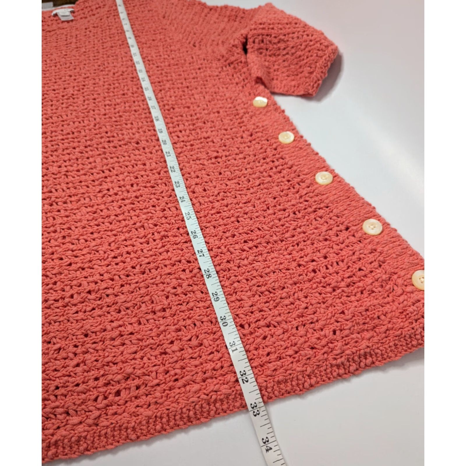 J. Jill J Jill Chunky-Knit Sweater 3/4 Sleeve Tunic XL Pink Coral Boho Bohemian Casual Shirt Womens Size XL / US 12-14 / IT 48-50 - 5 Thumbnail