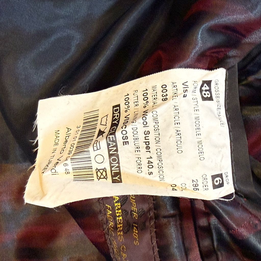 WISDOM Alberto Verdi Men’s Blazer 48 EU Wool Super 140’s Size 48R - 10 Thumbnail