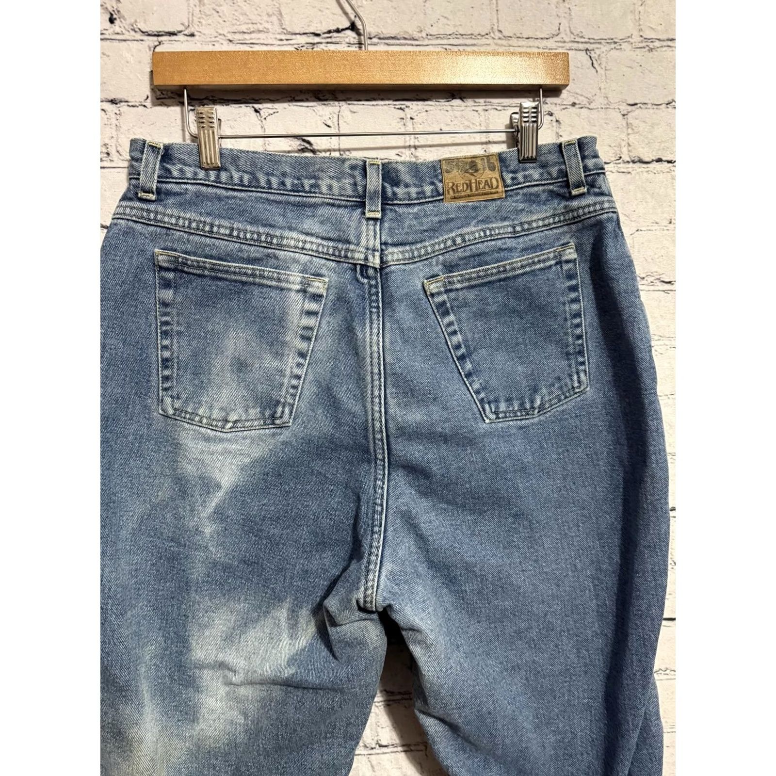 Denime RedHead Jeans Men's Denim Blue Regular 34x28.5 Cotton Pocket Button Work Casual 36 in. Regular Mens Button Closure Solid Vintage No N/A Size US 34 / EU 50 - 7 Thumbnail