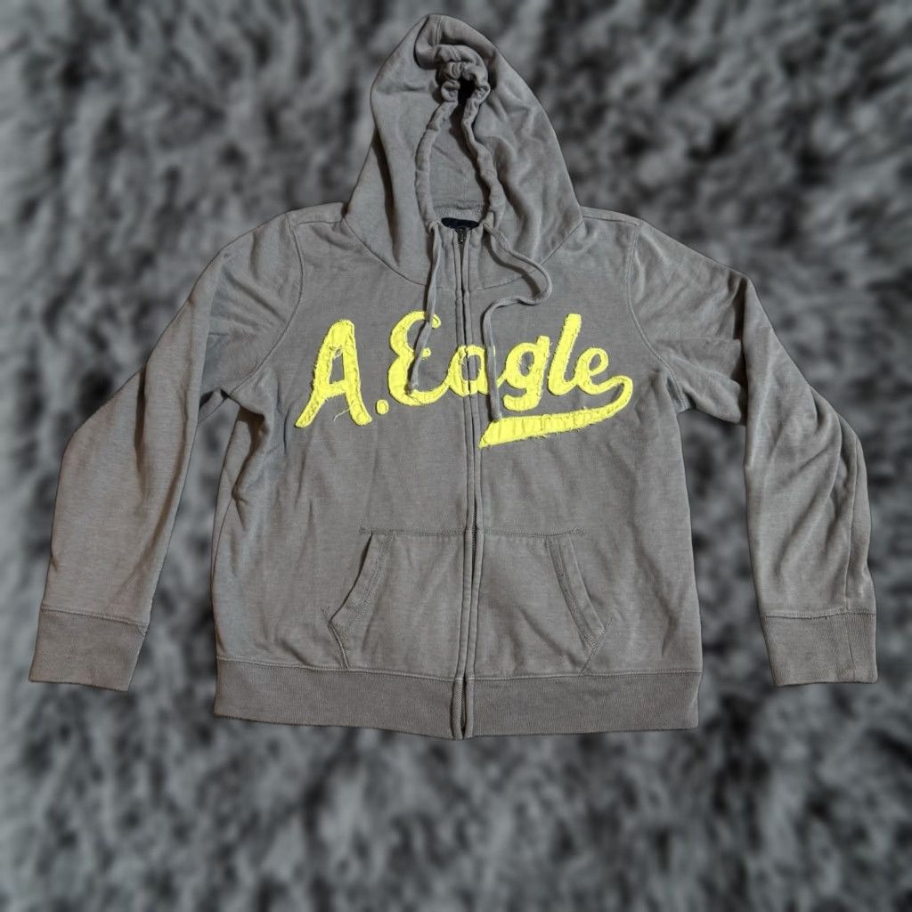 American Eagle Outfitters VINTAGE American Eagle Outfitters Hoodie Mens 2XL Gray Full Zip Graphic Print Hooded Pockets Streetwear Grunge Outdoor Size US XXL / EU 58 / 5 - 1 Thumbnail