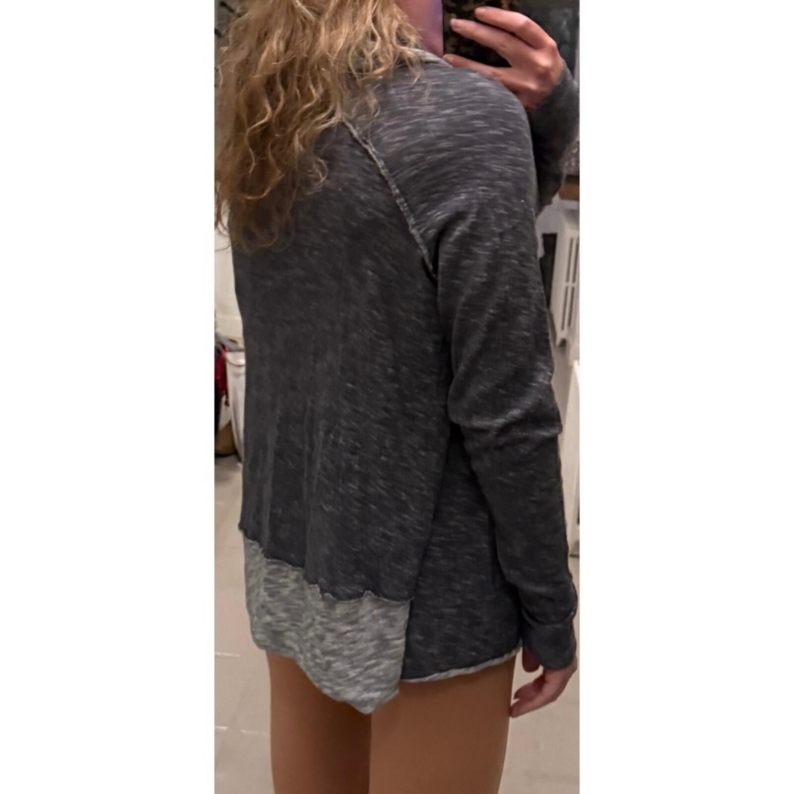 Free People Free People FP Beach Grey Space Dye Cowl Neck Hoodie Top M Size M / US 6-8 / IT 42-44 - 3 Thumbnail