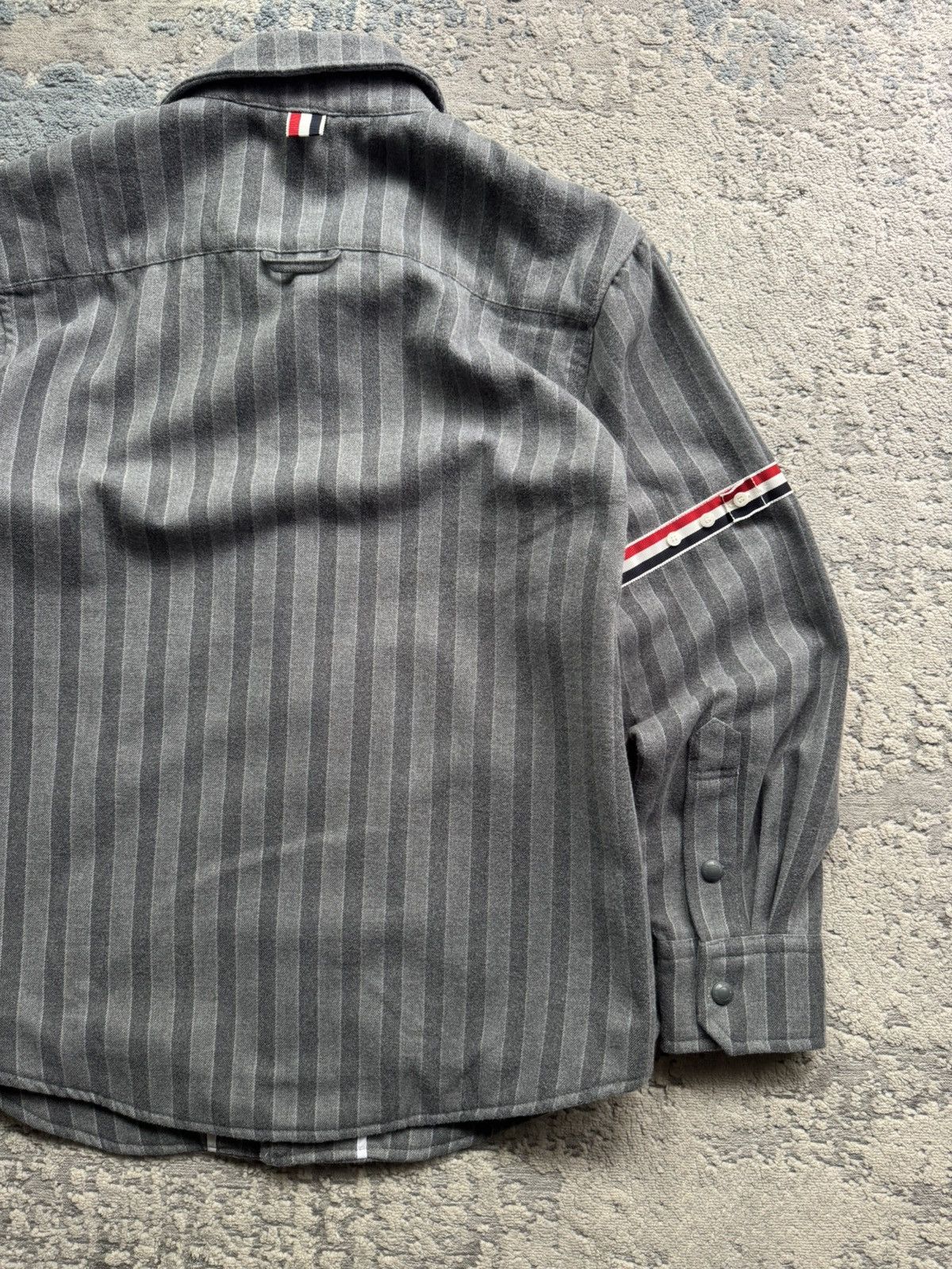 Thom Browne Thom Browne Men Grey Stripped Shirt Size M/L Japan Size US M / EU 48-50 / 2 - 7 Thumbnail