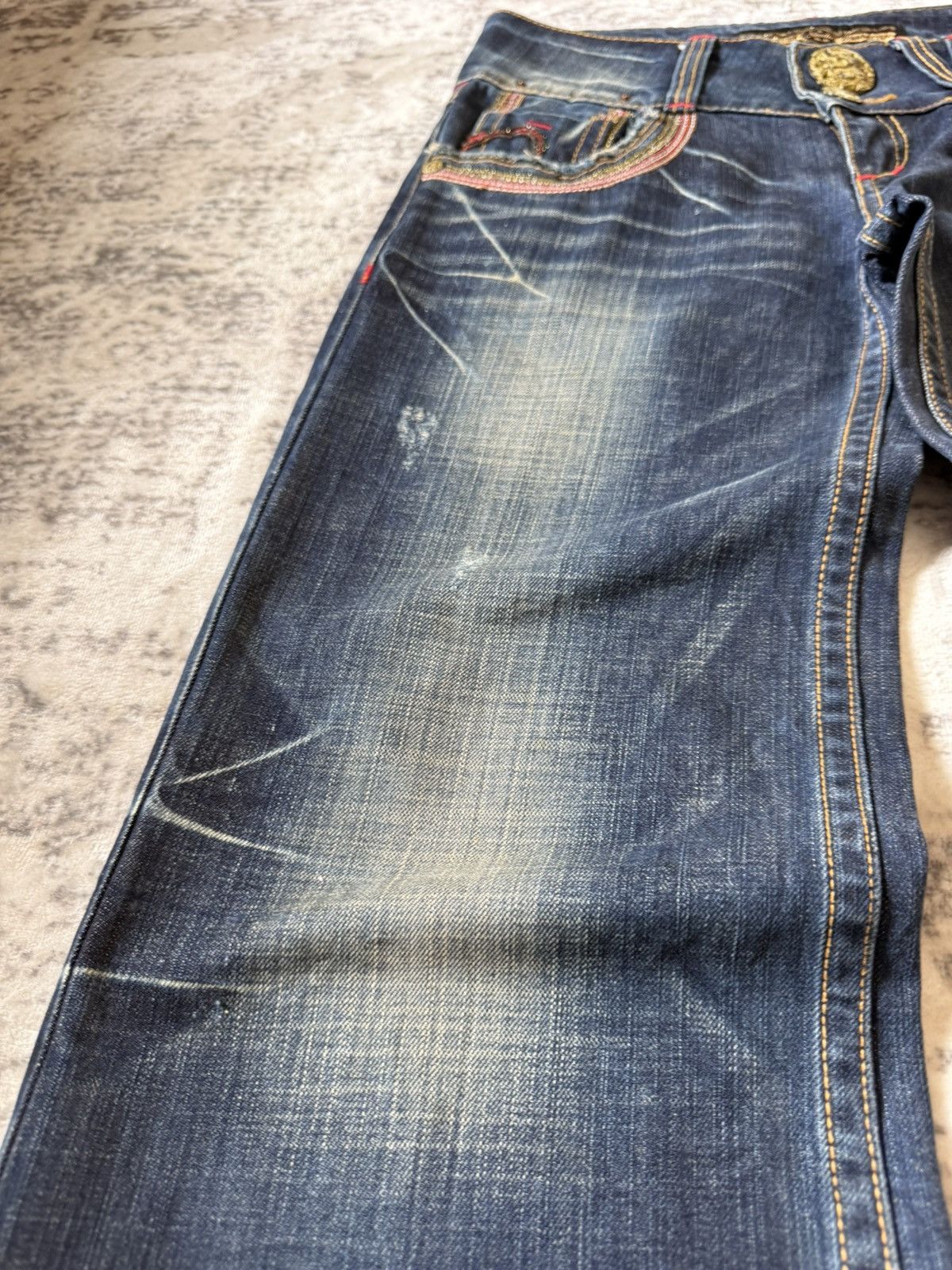 Le Grande Bleu (L.G.B.) Studio R.P Muddy Wash Wide Leg Flared Jeans Size US 28 / EU 44 - 9 Thumbnail