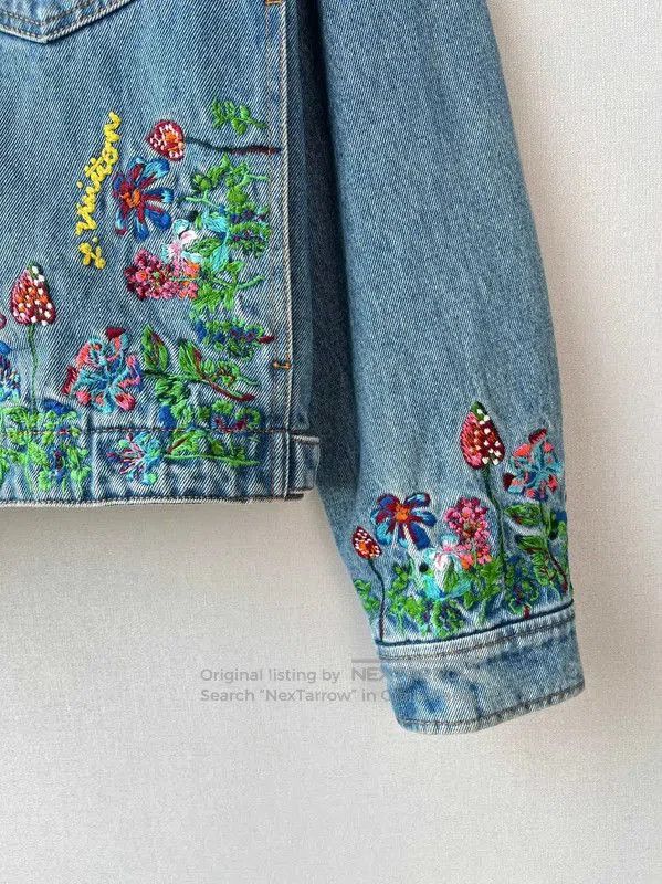 Louis Vuitton Louis Vuitton Blue Floral Embroidered Denim Jacket . Size US S / EU 44-46 / 1 - 7 Thumbnail