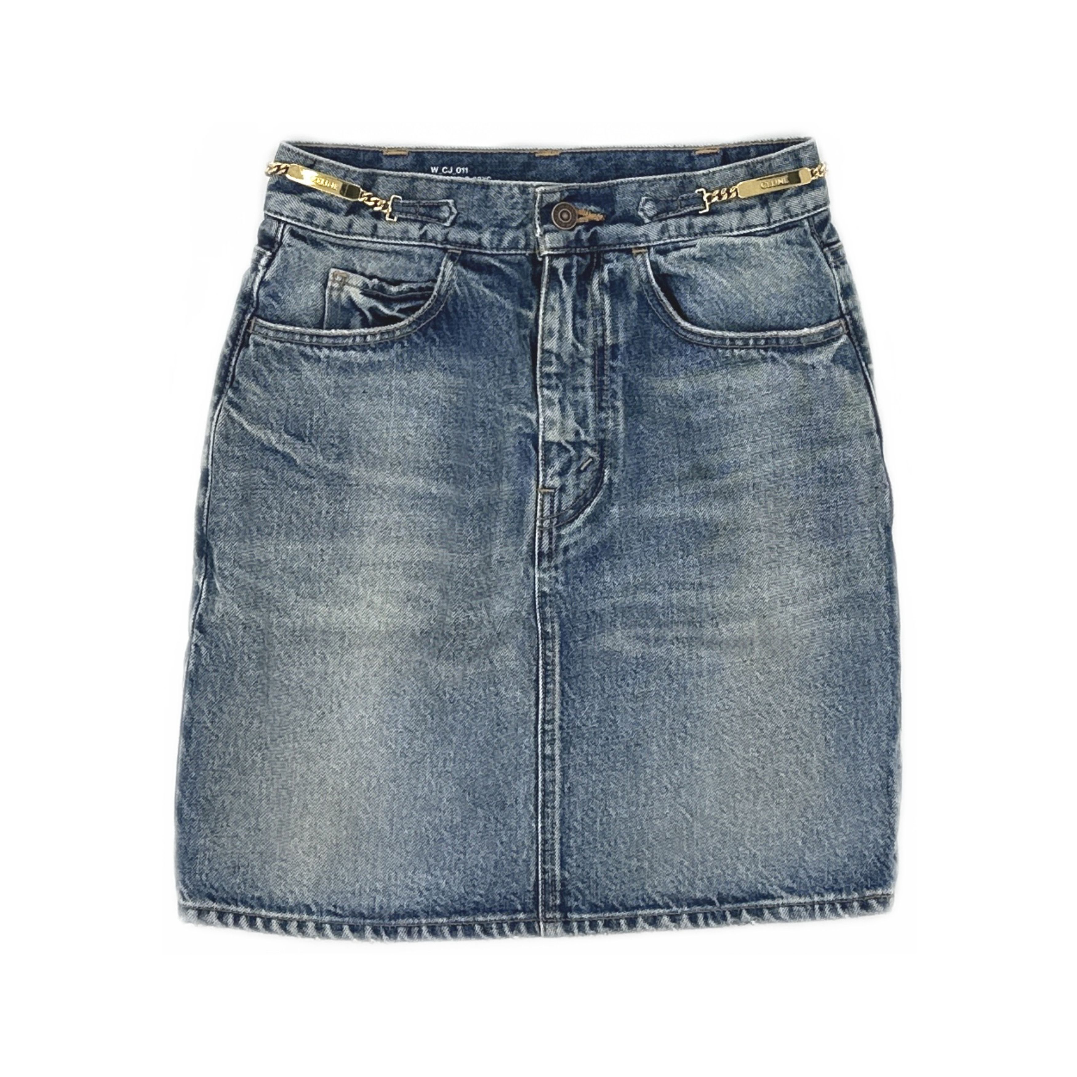 Celine Celine Chain Detail Denim Mini Skirt Size 25 Size 25" / US 0 / IT 36 - 1 Thumbnail