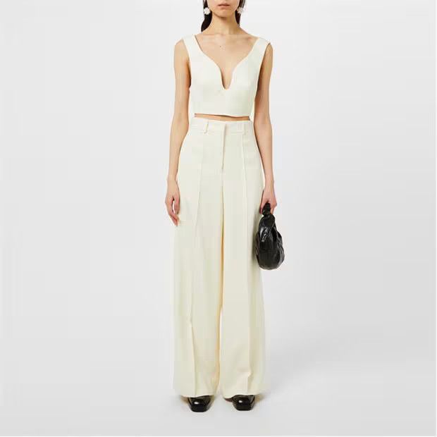 Jil Sander o1g2r1mq1024 Crop Top in Chalk Size XS / US 0-2 / IT 36-38 - 6 Thumbnail