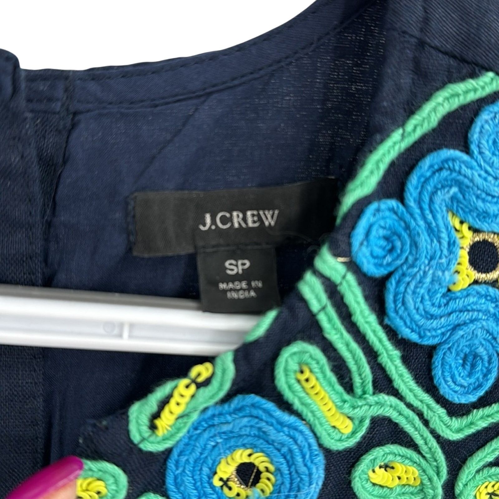 J.Crew J.Crew Button-back linen shift dress with embroidery size SP Size S / US 4 / IT 40 - 6 Thumbnail