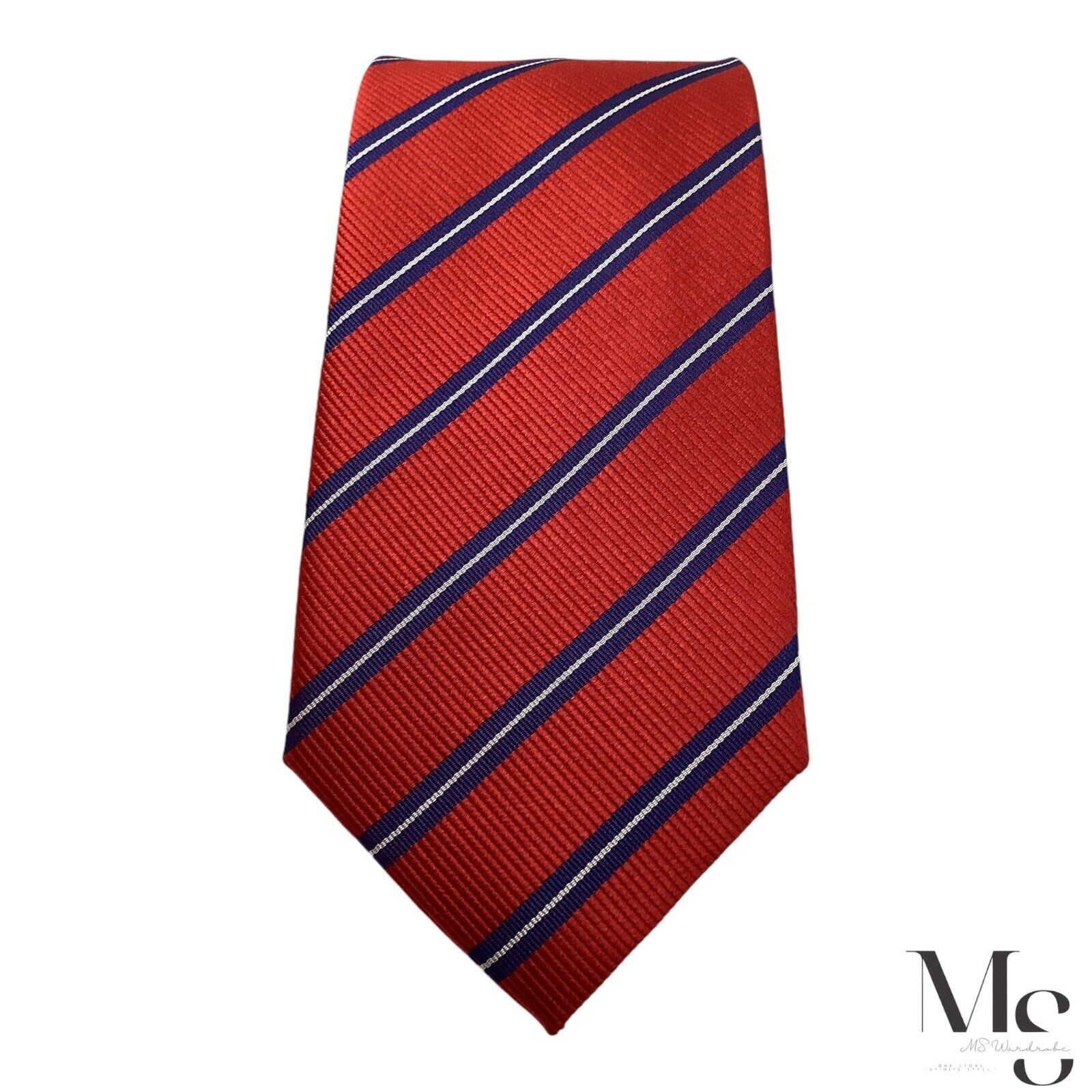 Laura Biagiotti LAURA BIAGIOTTI Red Striped Luxury Silk Tie Made In Italy W: Size ONE SIZE - 3 Thumbnail
