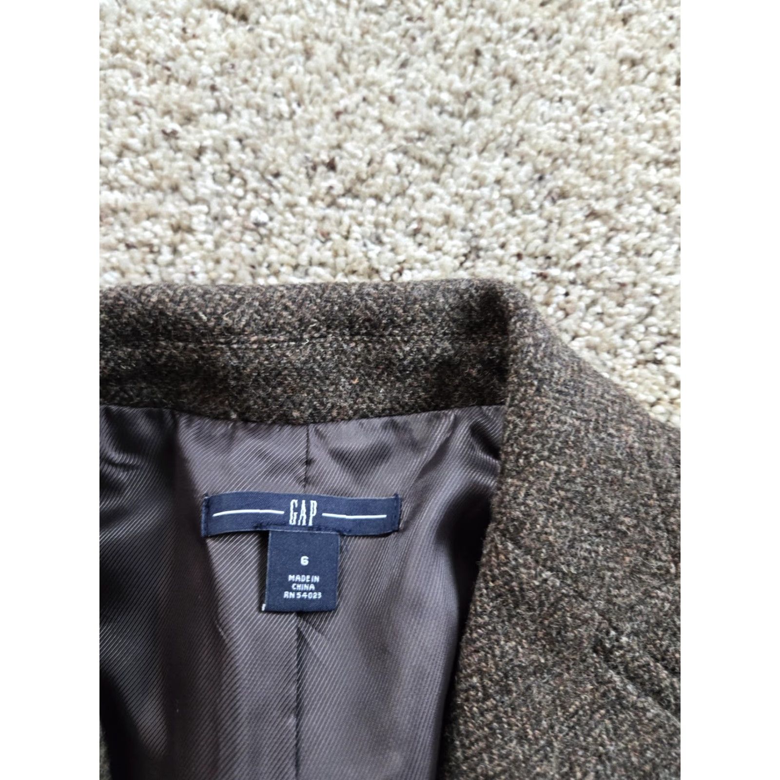 Gap Gap Blazer Womens 6 Brown Wool Herringbone Tweed Single Breasted Jacket Pockets Size M / US 6-8 / IT 42-44 - 5 Thumbnail