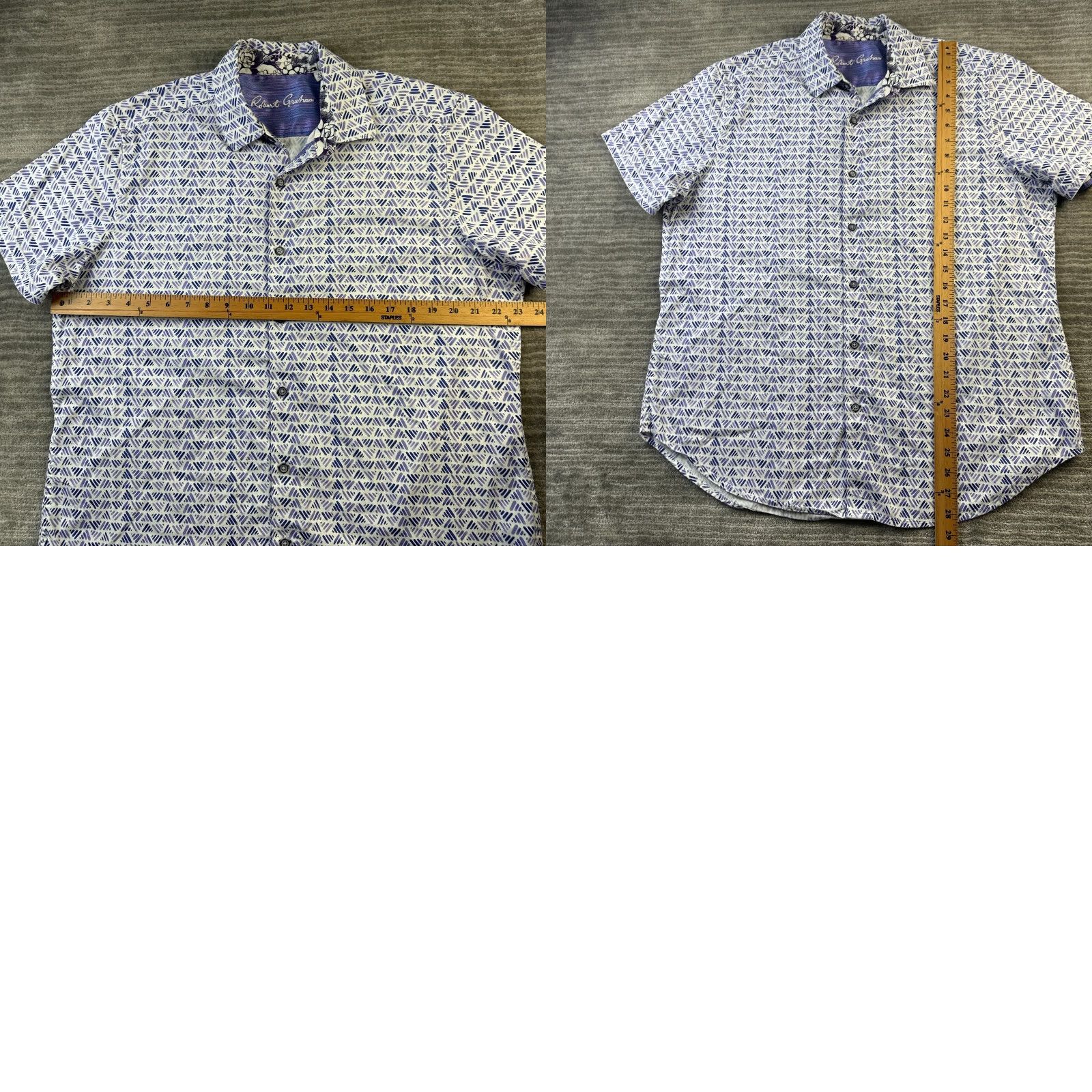 Robert Graham Robert Graham Shirt Mens XL Purple Button-Up Geometric Short Sleeve Casual Classic Fit Size US XL / EU 56 / 4 - 8 Thumbnail