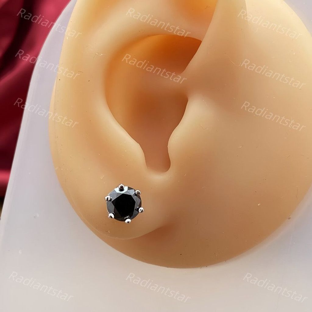Other NEW 2ct. Black Moissanite 6 Prone Solitaire Stud Earrings Size ONE SIZE - 5 Thumbnail