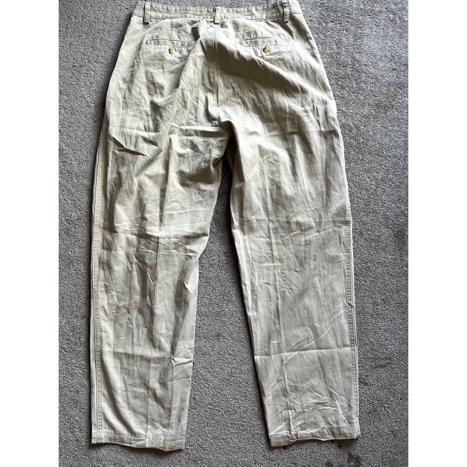 American Eagle Outfitters VINTAGE American Eagle Chino Pants Pleated Casual Beige Mens Size 36x32 Size US 36 / EU 52 - 3 Thumbnail