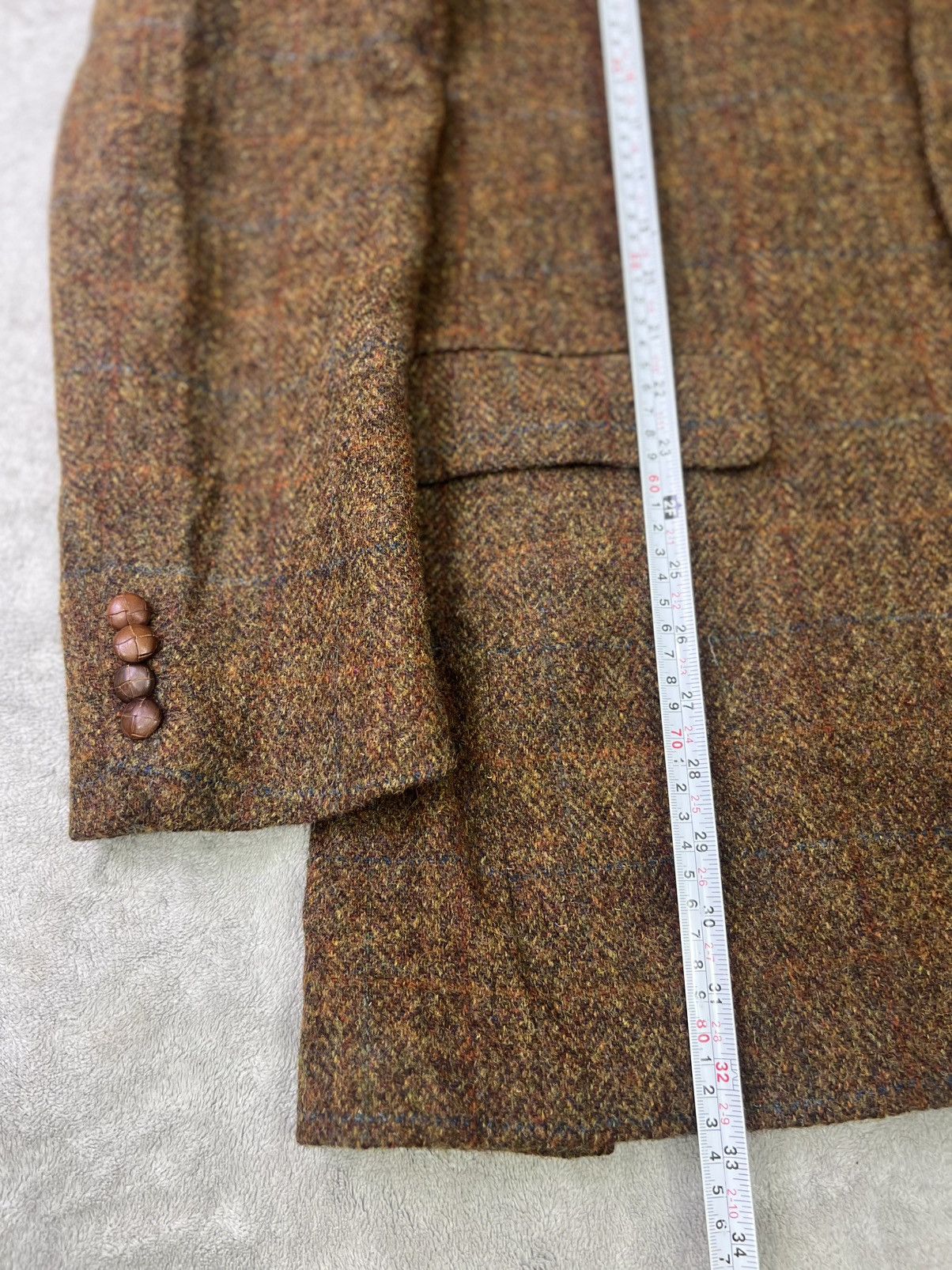 Harris Tweed Vintage Harris Tweed Brown Windowpane Wool Blazer Jacket Men Size 52R - 11 Thumbnail