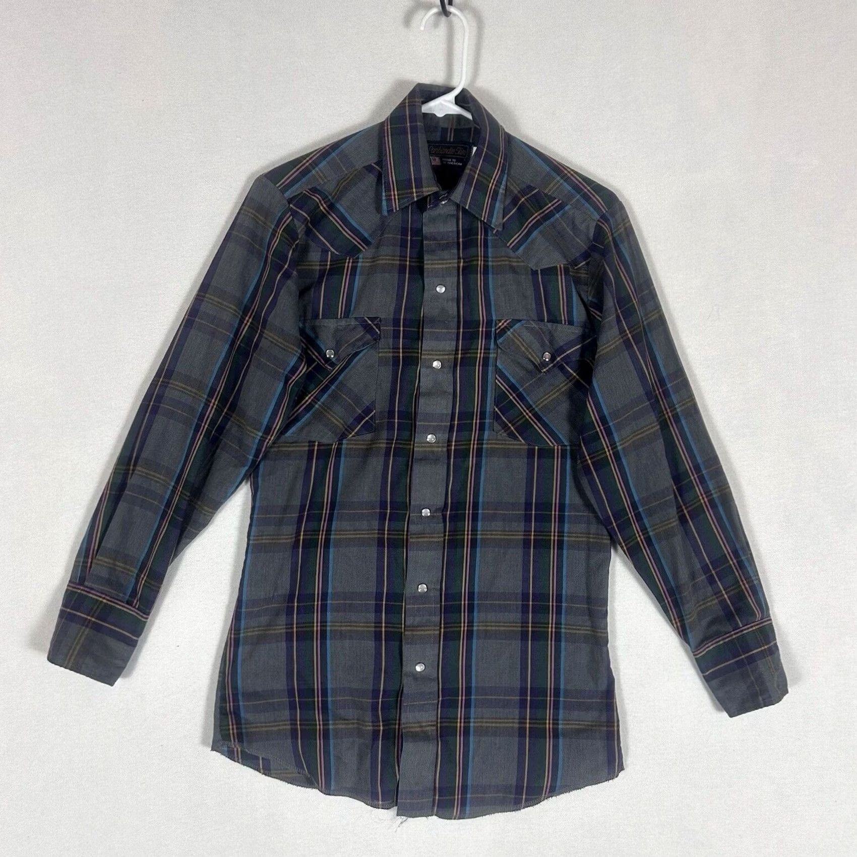 Vintage VINTAGE Panhandle Slim Button-Up Western Shirt Mens 14.5-32 Long Sleeve Plaid Gray Size US M / EU 48-50 / 2 - 2 Thumbnail