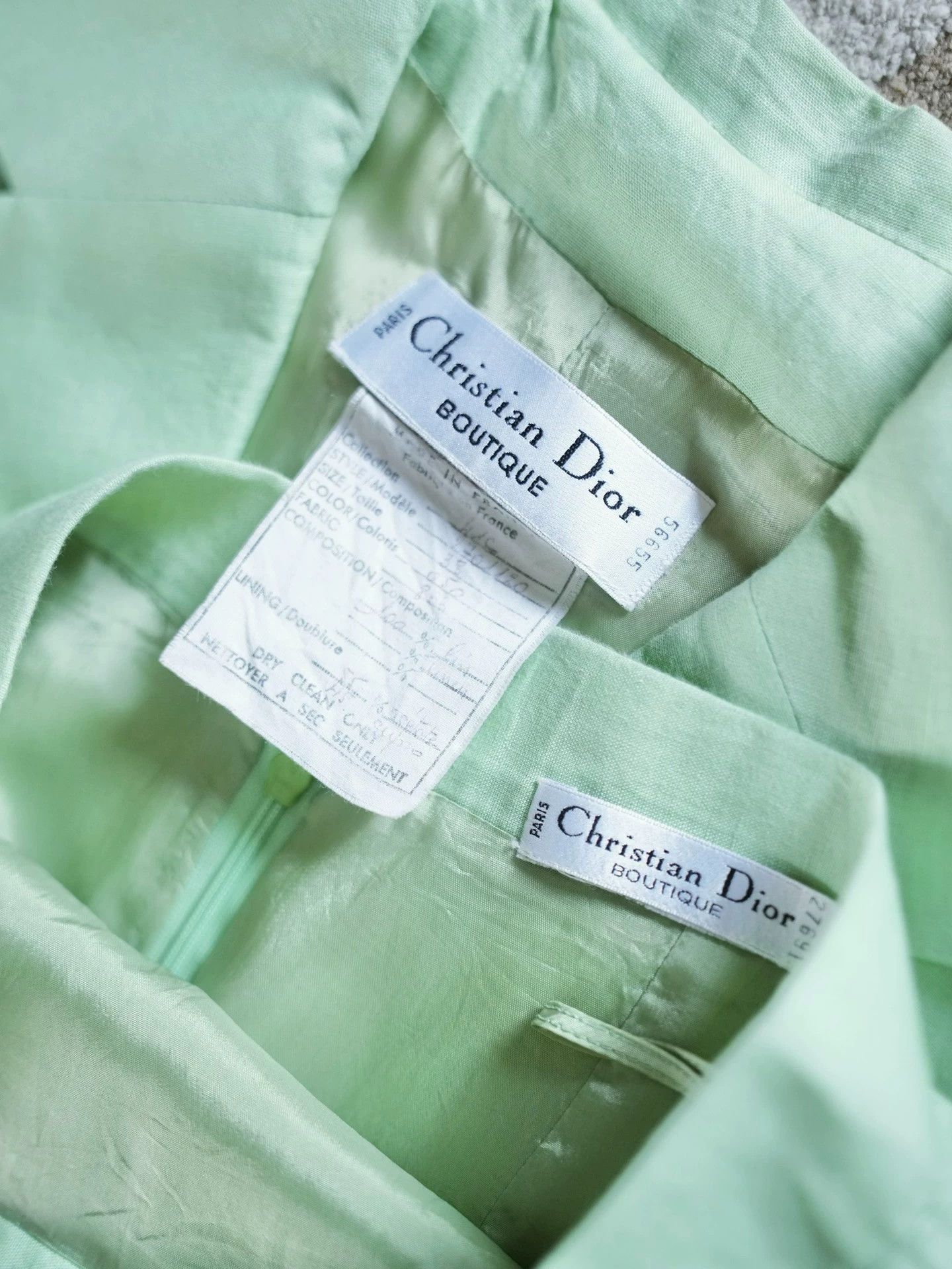 Dior Dior 90s Fresh Green Linen Skirt Suit Set by Ferre Size S / US 4 / IT 40 - 8 Thumbnail