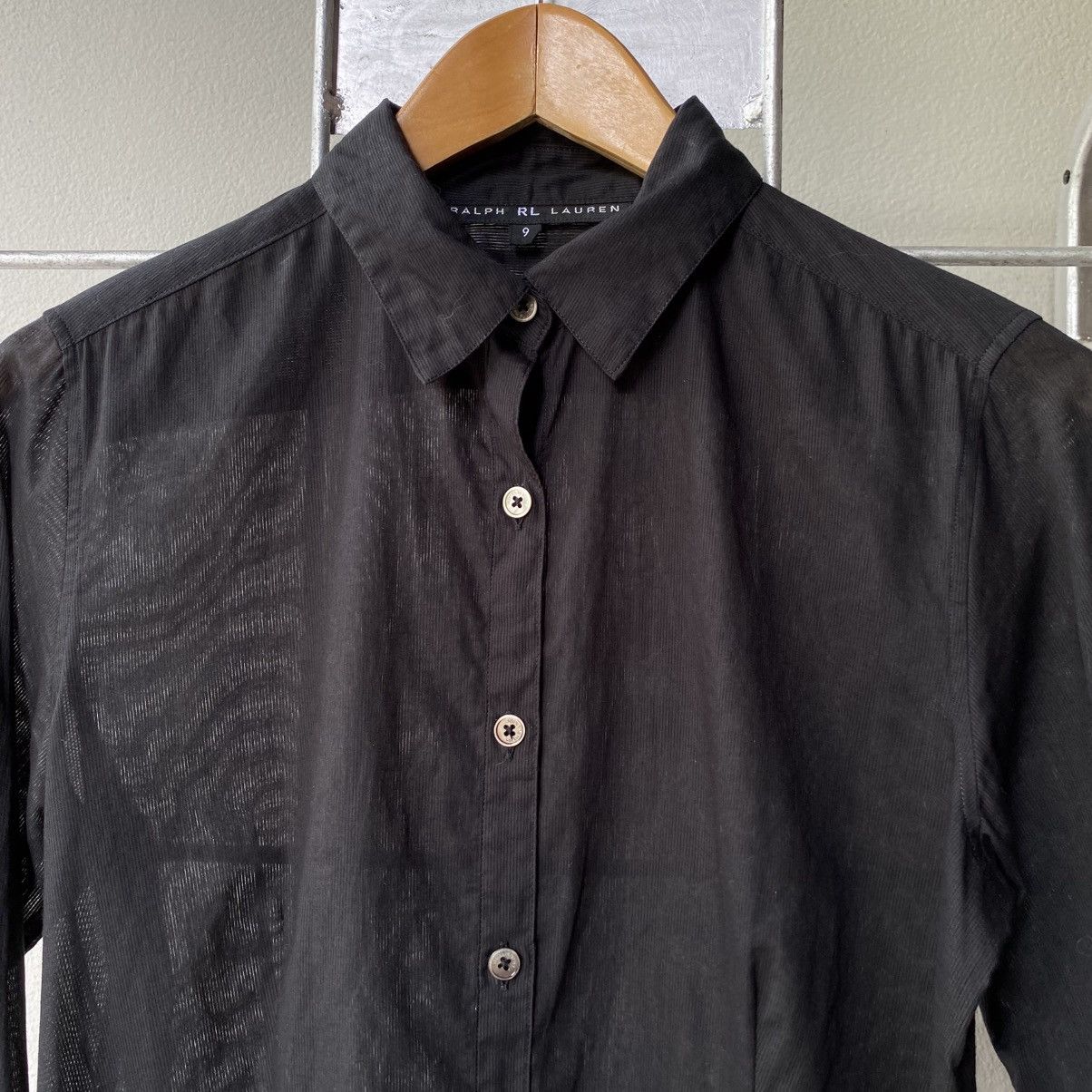 Designer RALPH RL LAUREN Lightweight Black Long Sleeve Shirt Size M / US 6-8 / IT 42-44 - 7 Thumbnail