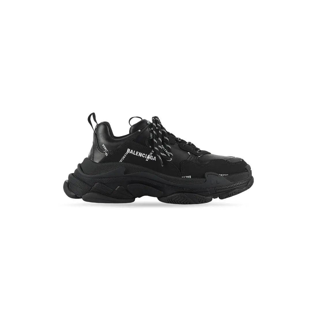 Balenciaga o1w1db10625 Triple S Sneakers Allover Logo in Black Size US 6 / EU 39 - 1 Thumbnail
