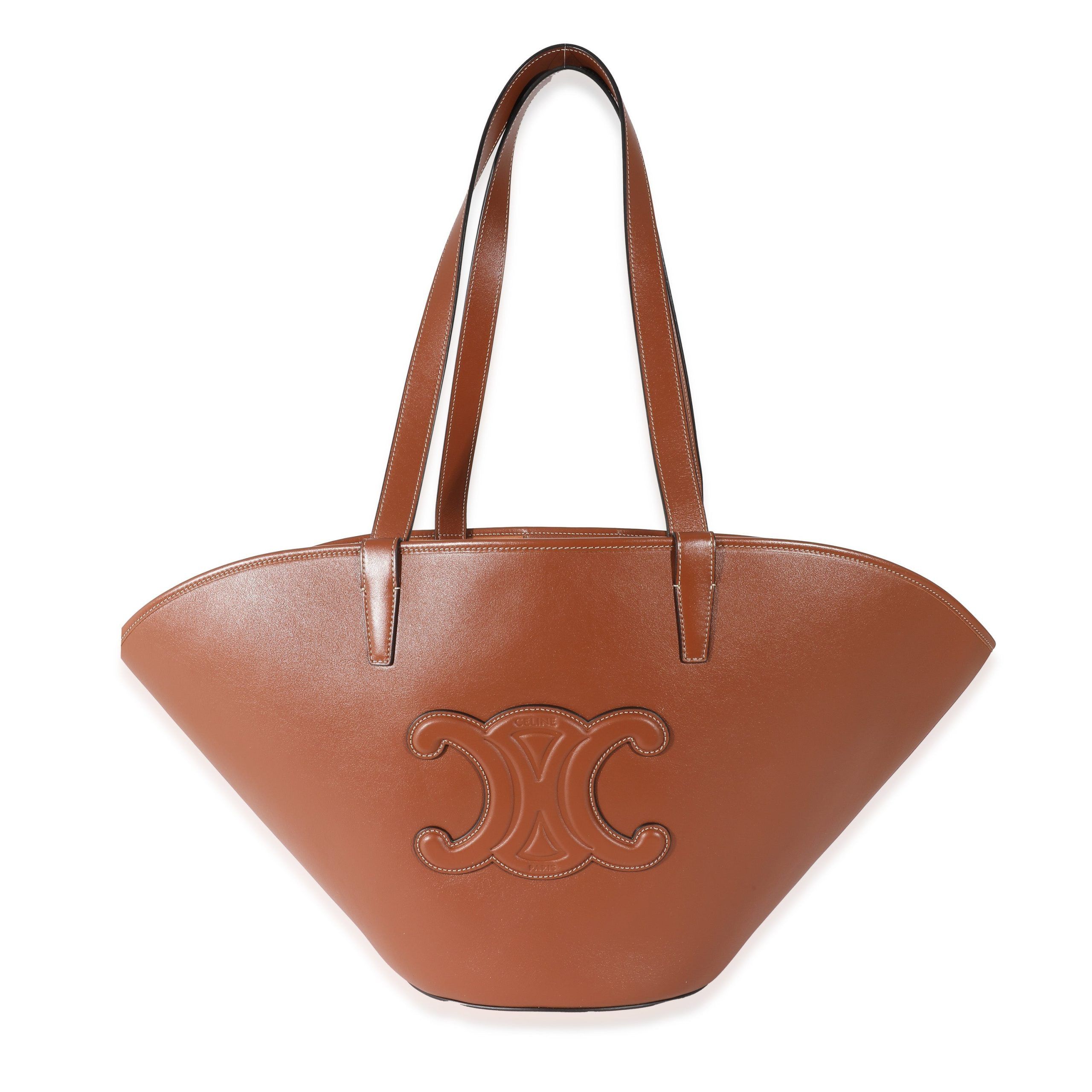 image of Celine Brown Smooth Calfskin Medium Couffin Triomphe Tote, Women's
