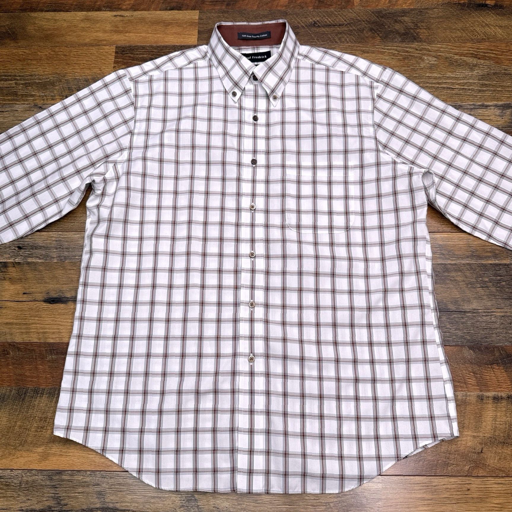 Vintage Paul Fredrick Slim Button-Up Shirt Mens 16.5 White Check Non-Iron Button-Down Long Sleeve Casual Business Workwear Size US XL / EU 56 / 4 - 3 Thumbnail