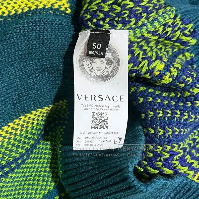 Versace Versace Green Cotton Long Sleeve Cardigan for Men . Size US M / EU 48-50 / 2 - 8 Thumbnail