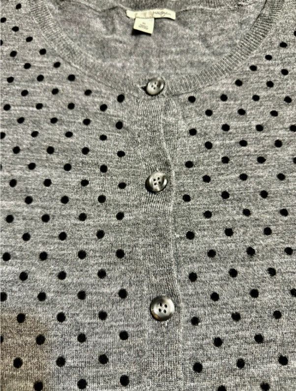 Other Halogen Women’s XL Merino Cardigan Sweater Gray Polka Dot Size XL / US 12-14 / IT 48-50 - 3 Thumbnail