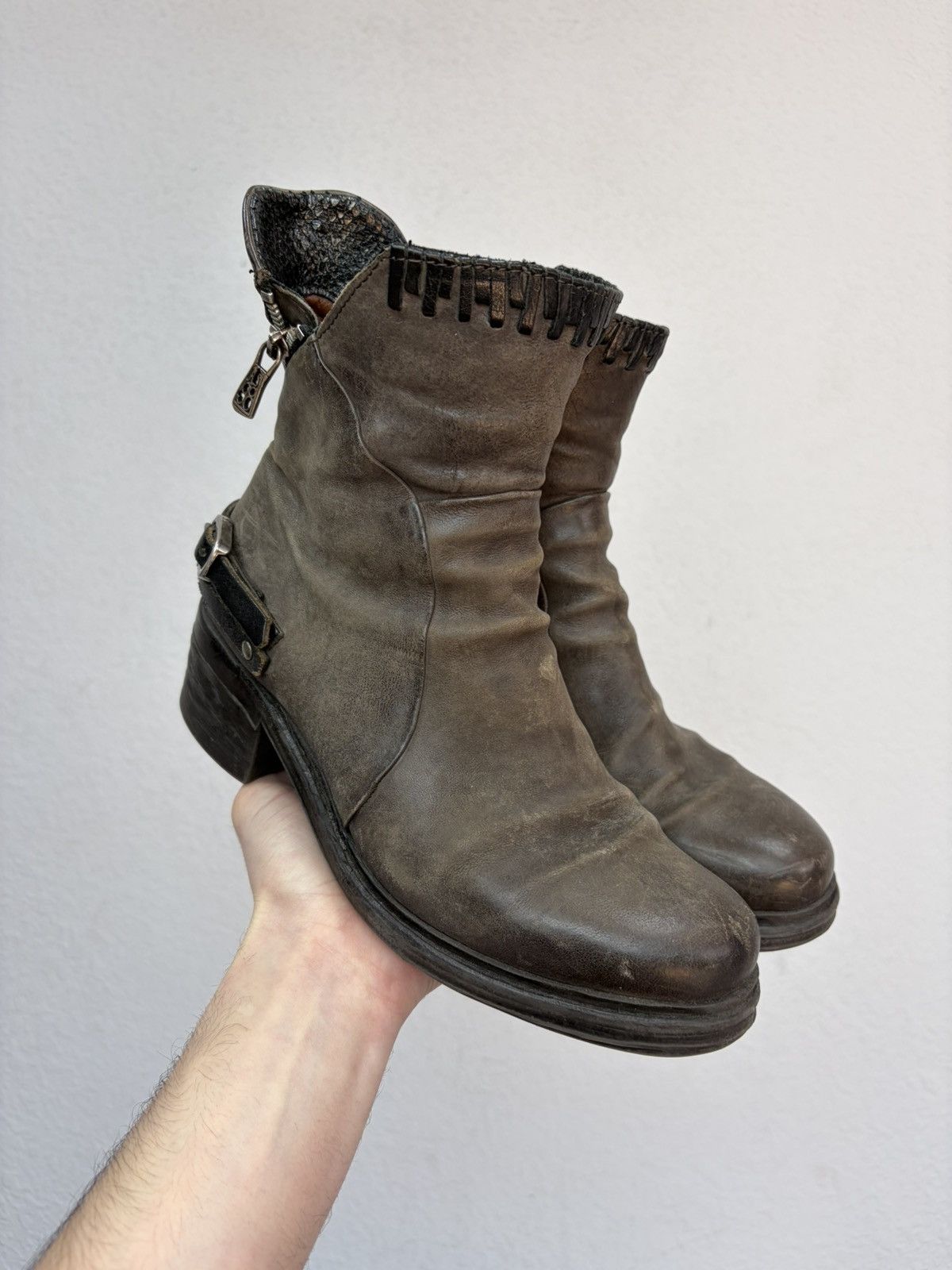 If Six Was Nine AS 98 Vibe Artisan Black Leather Side Zip Ankle Biker Boots Size US 5 / EU 37 - 6 Thumbnail