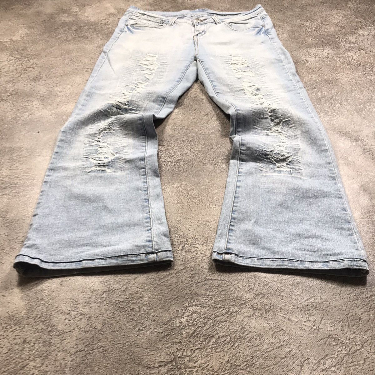 Vintage Vintage 90s Distressed Low Rise Flared Jeans Skate Baggy 31 Size 31" - 1 Thumbnail