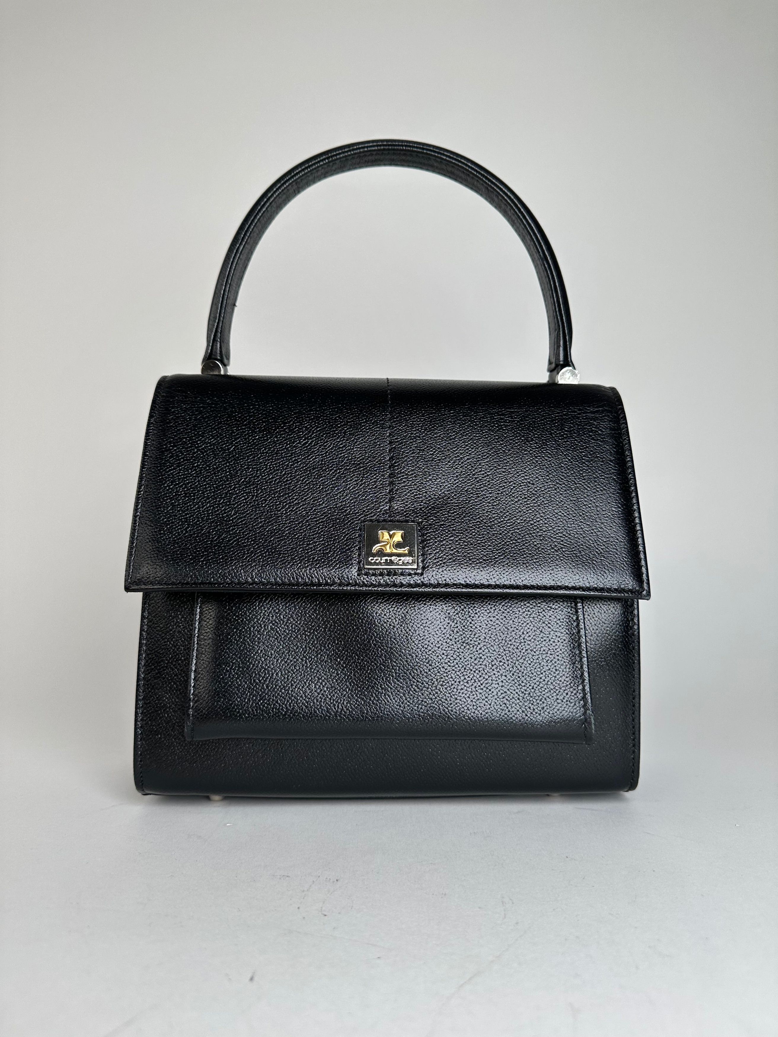 Courreges Vintage Courrèges Top Handle Bag Leather Black Size ONE SIZE - 1 Thumbnail