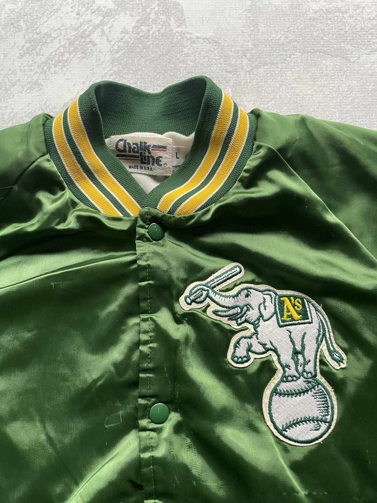 Chalk Line Vintage MLB Chalk Line Oakland Athletics A's Satin Jacket Size US L / EU 52-54 / 3 - 3 Thumbnail