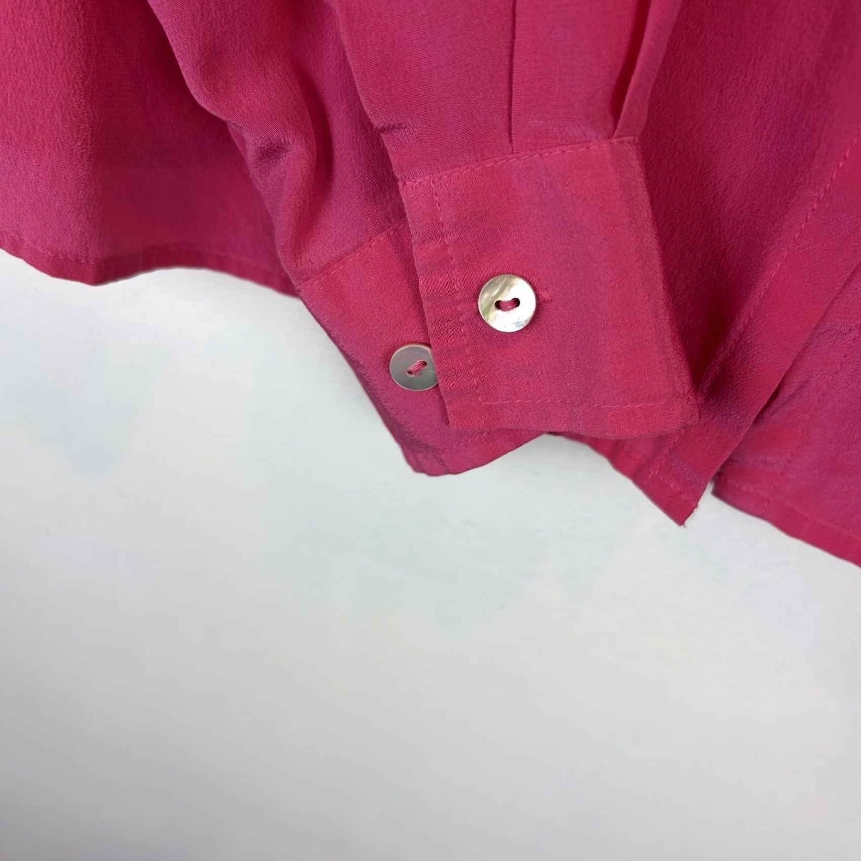 Worthington Worthington Womens Medium Silk Blouse Shirt Long Sleeve Collared Button Down Pink Velvet Luxe Career Workwear Size M / US 6-8 / IT 42-44 - 4 Thumbnail