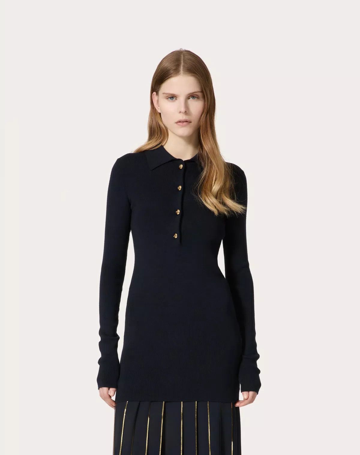 Valentino o1s1wg110426 Silk Cashmere Jumper in Navy Size XS / US 0-2 / IT 36-38 - 5 Thumbnail