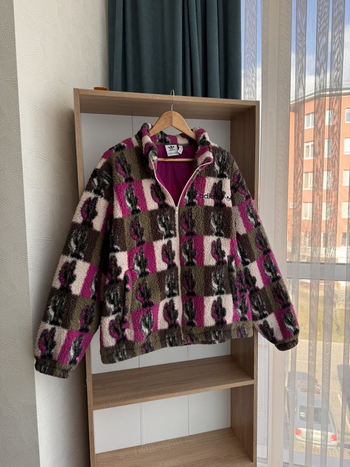 Adidas × Vintage Vintage Adidas Trefoil Area Cactus Teddy Polar Fleece Jacket Size US M / EU 48-50 / 2 - 6 Thumbnail