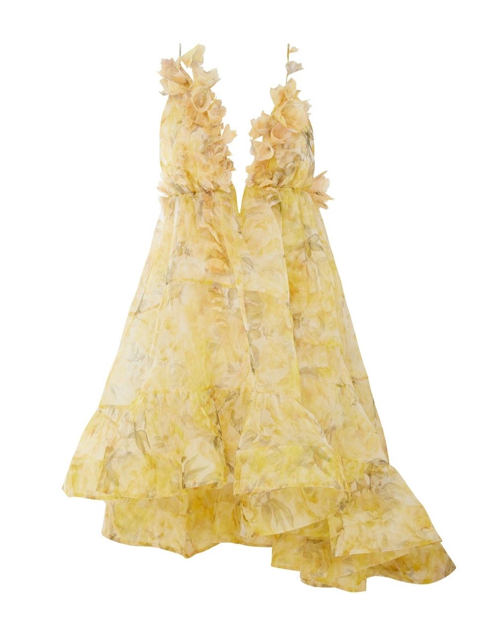 Zimmermann oc11z0525 Asymmetrical Mini Dress in Yellow Size L / US 10 / IT 46 - 1 Thumbnail