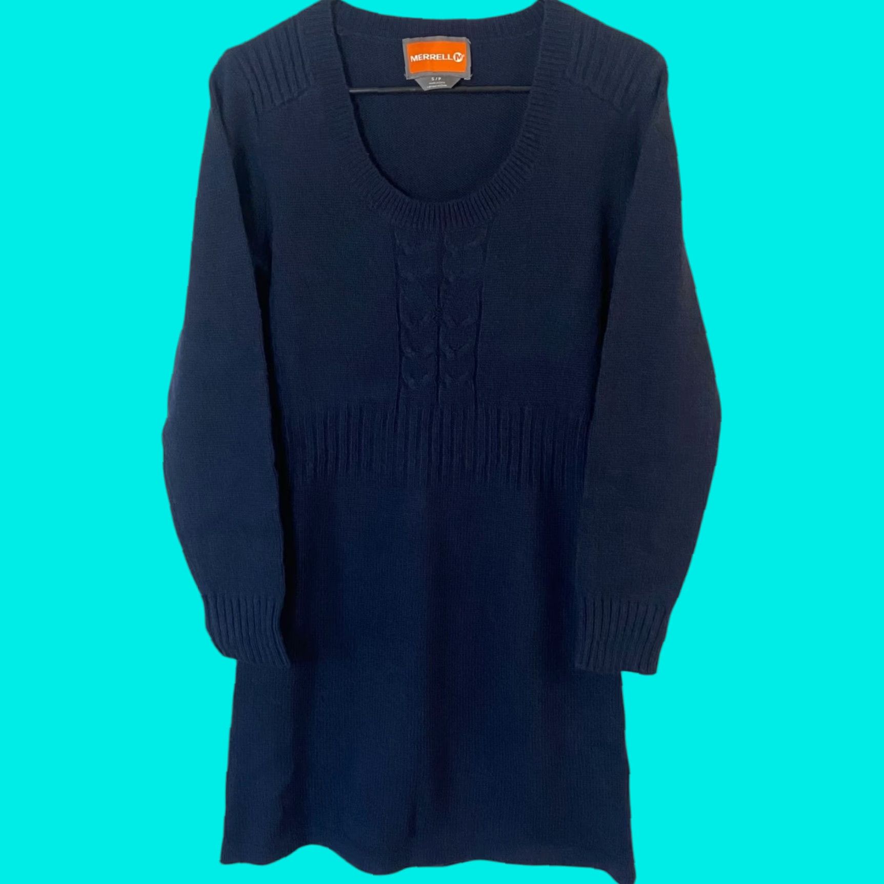 Merrell VINTAGE Merrell Sweater Dress Mini Blue Women's Size Small Wool-Knit Long Sleeve Scoop Neck Casual Outdoor Classic Size S / US 4 / IT 40 - 1 Thumbnail