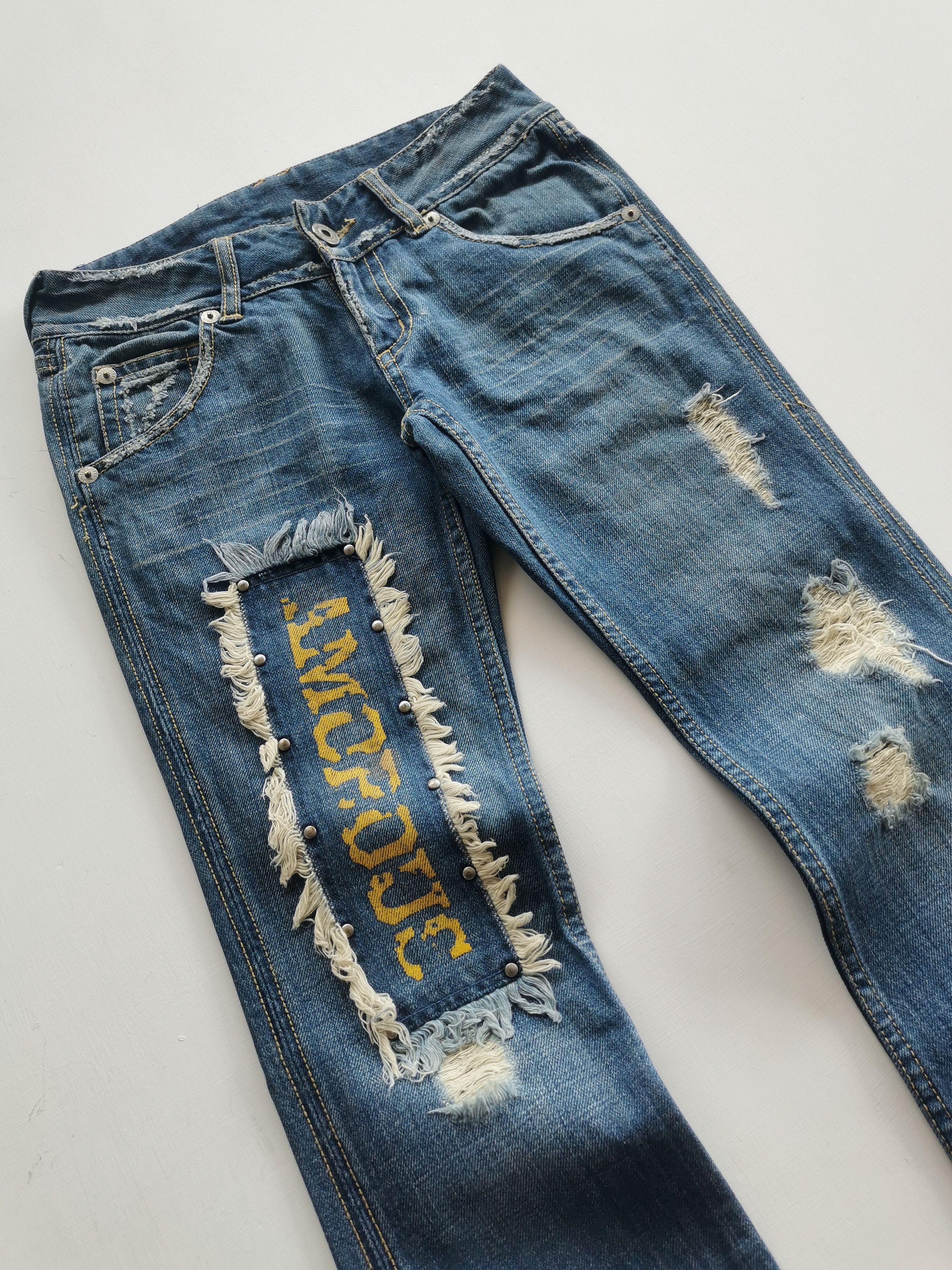 flared patches jeans