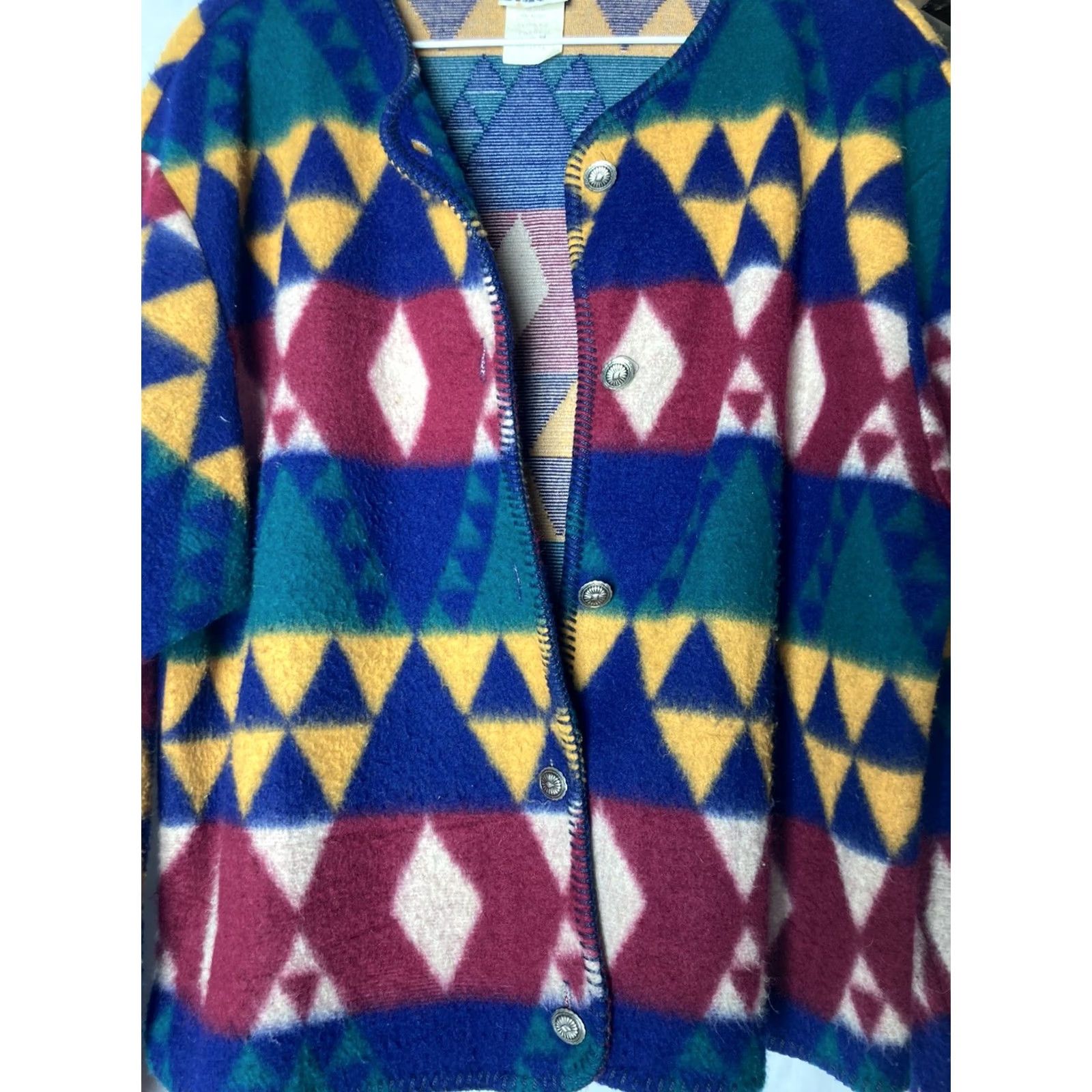 Vintage VINTAGE Aztec Cardigan Sweater Womens L Acrylic Button Up 80s Purple Buttons Womens Size L / US 10 / IT 46 - 2 Thumbnail