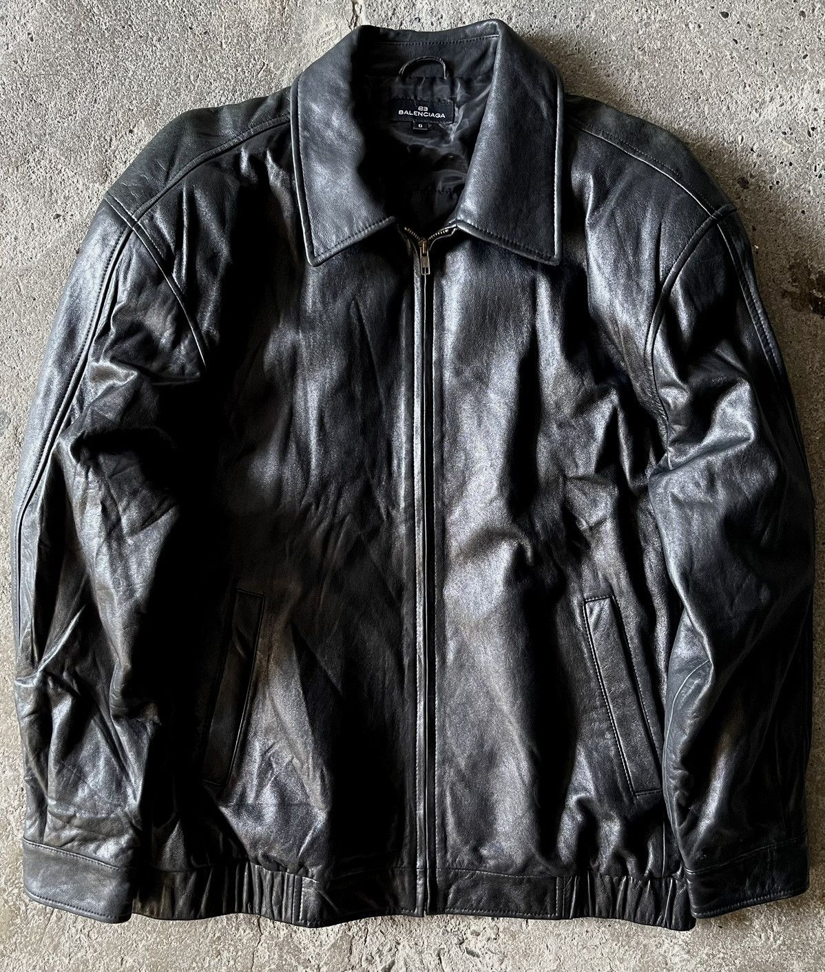 image of Balenciaga - 1997 - Nicolas Ghesquière - Leather Jacket in Black, Men's (Size Large)