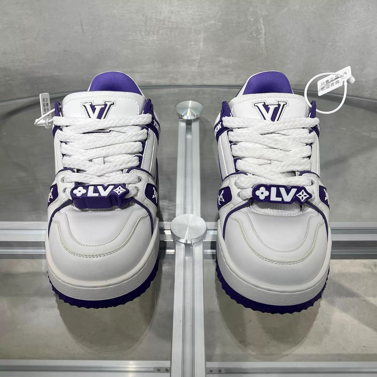 Louis Vuitton LV White & Purple Pangding UK2 Size US 4.5 / IT 34.5 - 1 Thumbnail