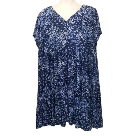 Other Woman Within 32W Dress Blue Floral V Neck Cottagecore Maxi S Size 3XL / US 20-22 - 1 Thumbnail