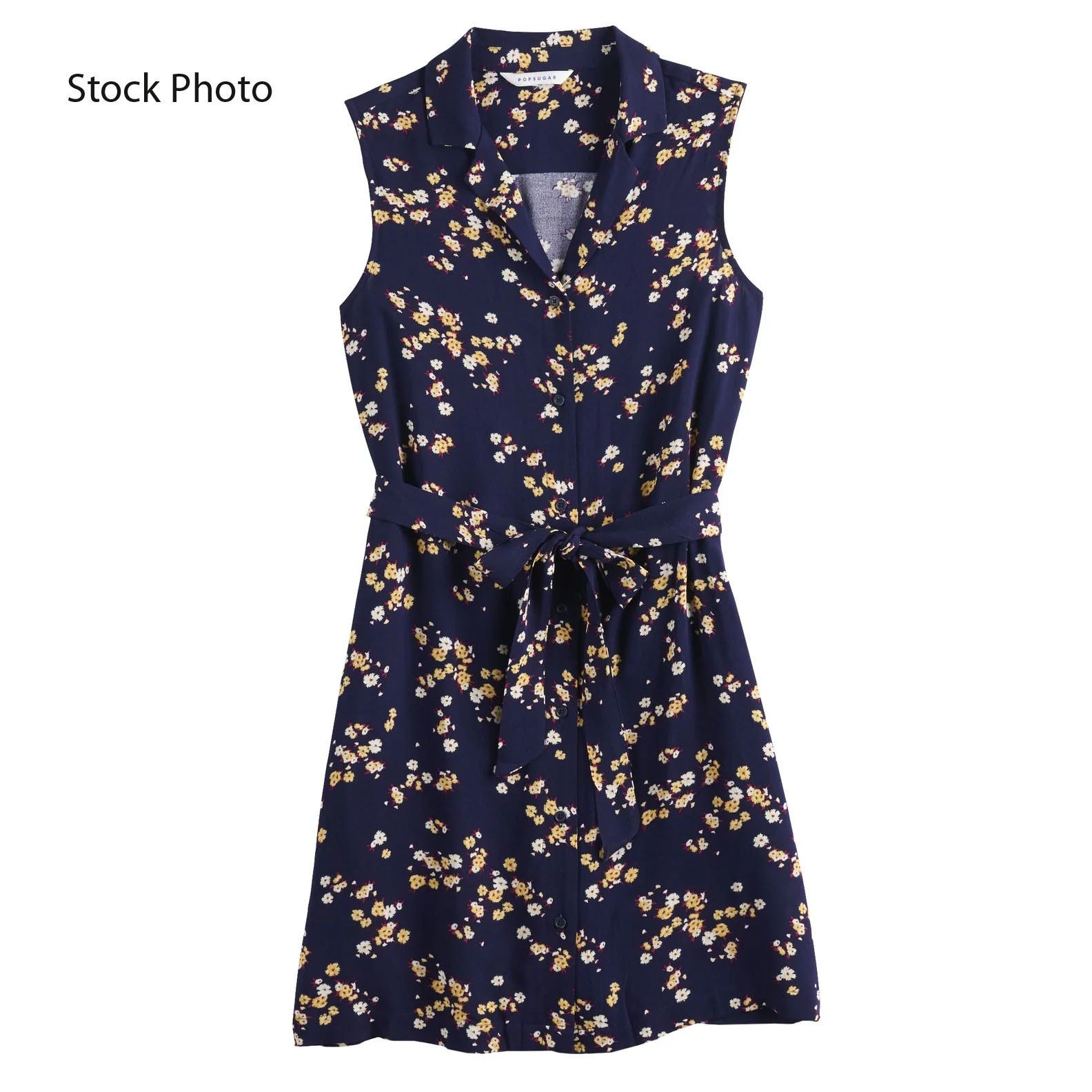 Other Popsugar Navy Floral Sleeveless Shirt Dress w/ Pockets Size XXL / US 16-18 / IT 52-54 - 1 Thumbnail