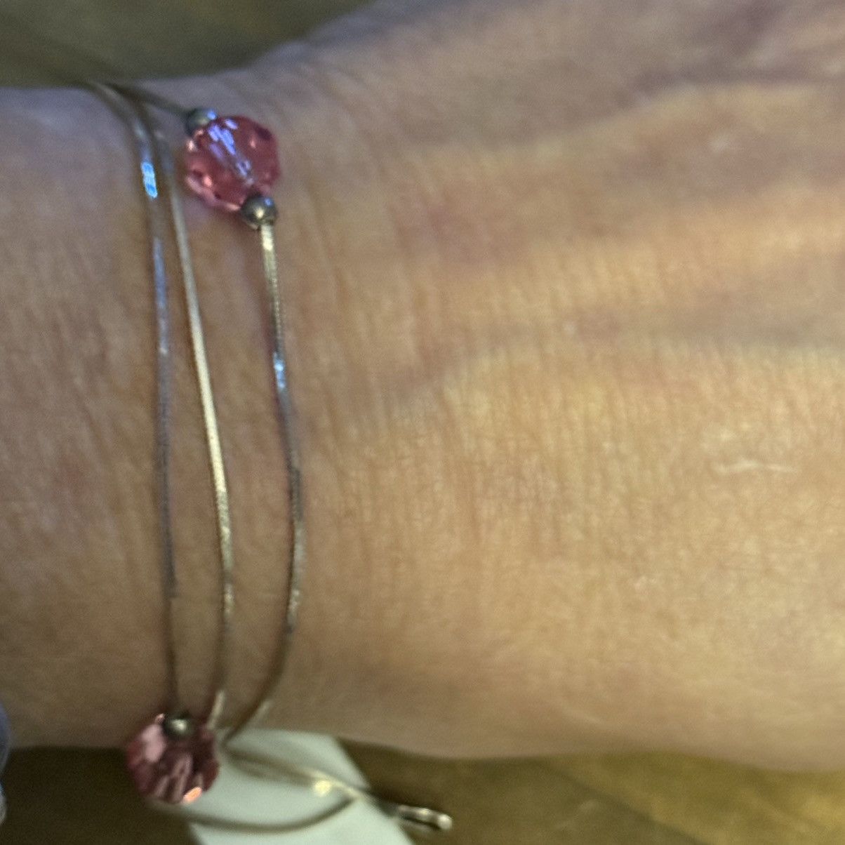 Other 925 sterling triple strand station pink crystal bracelet Size ONE SIZE - 4 Thumbnail