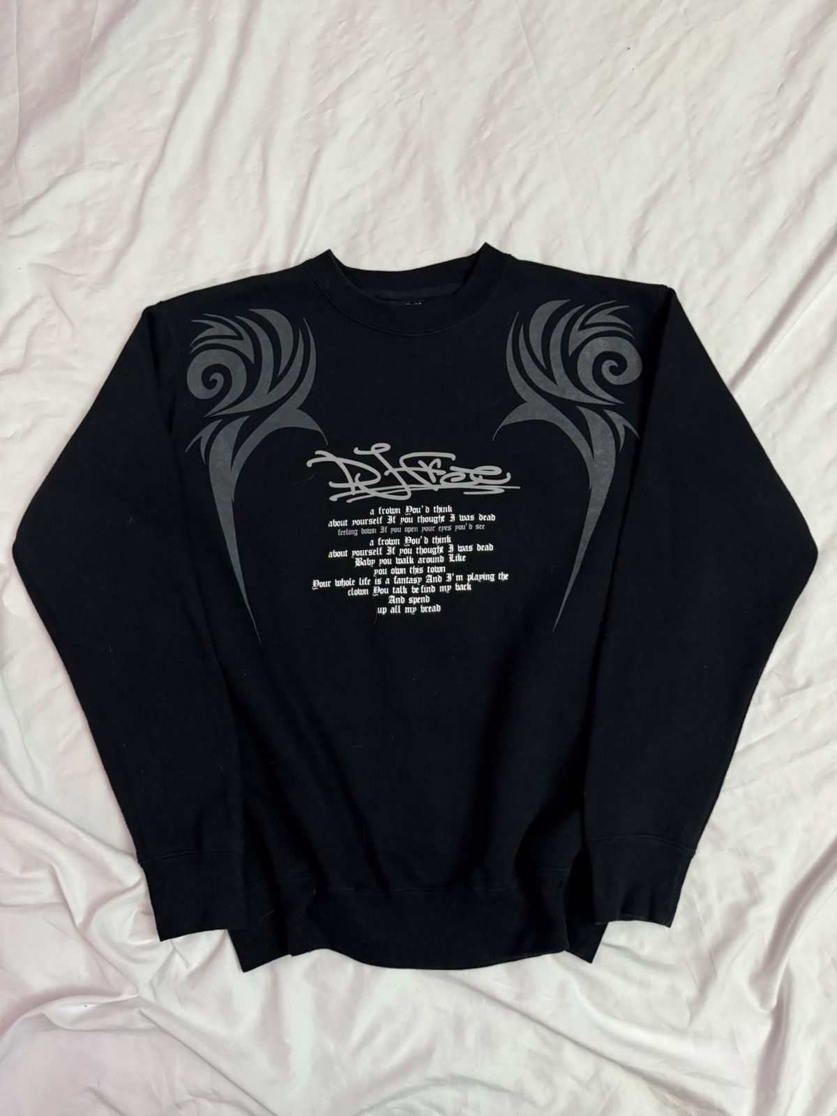 If Six Was Nine 2000s Tribal Japanese Gothic Poem y2k Sweatshirt Size US L / EU 52-54 / 3 - 3 Thumbnail