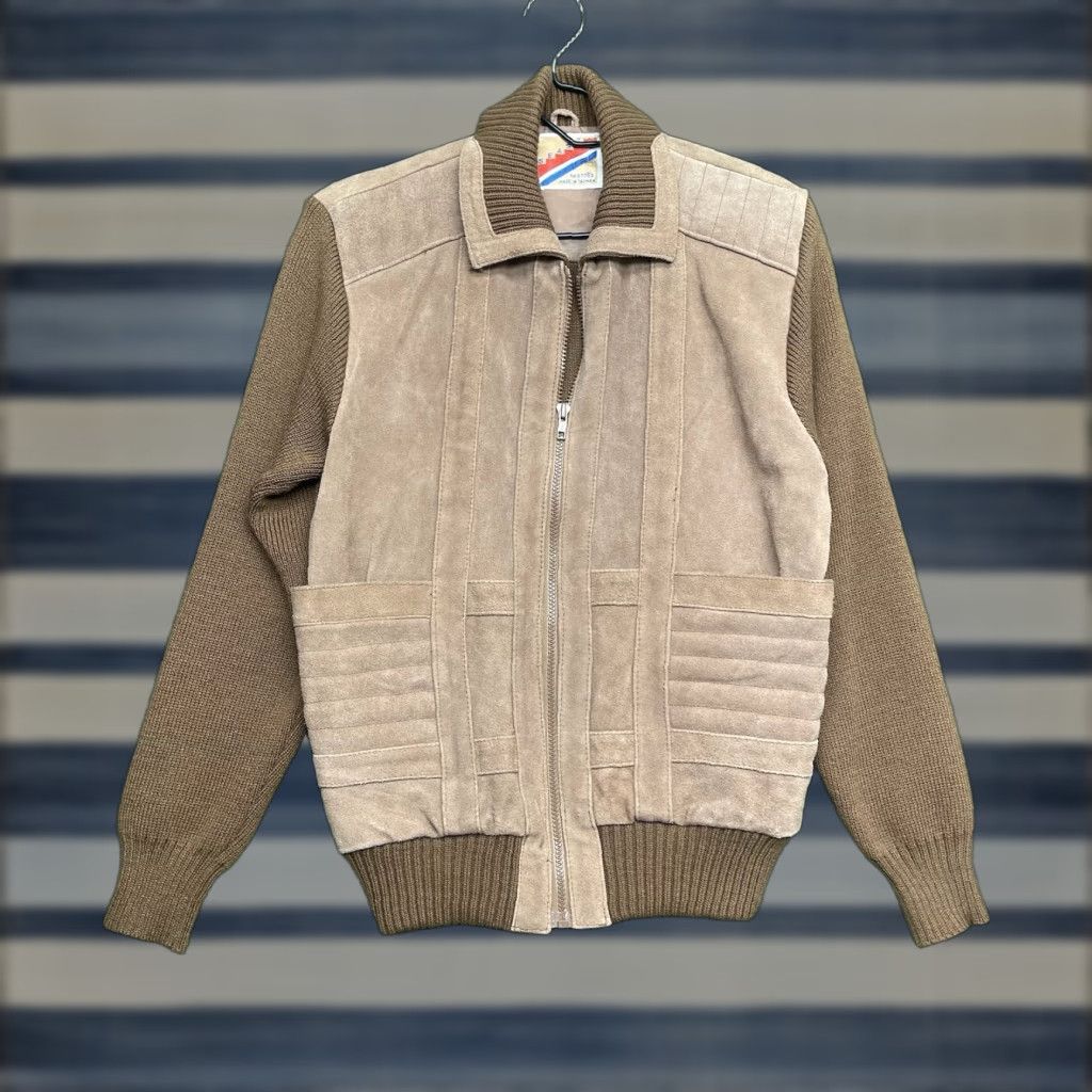 Haband VINTAGE Haband Leather Jacket Mens Medium Brown Full Zip Knit Sleeves Casual 155 East Size US M / EU 48-50 / 2 - 1 Thumbnail
