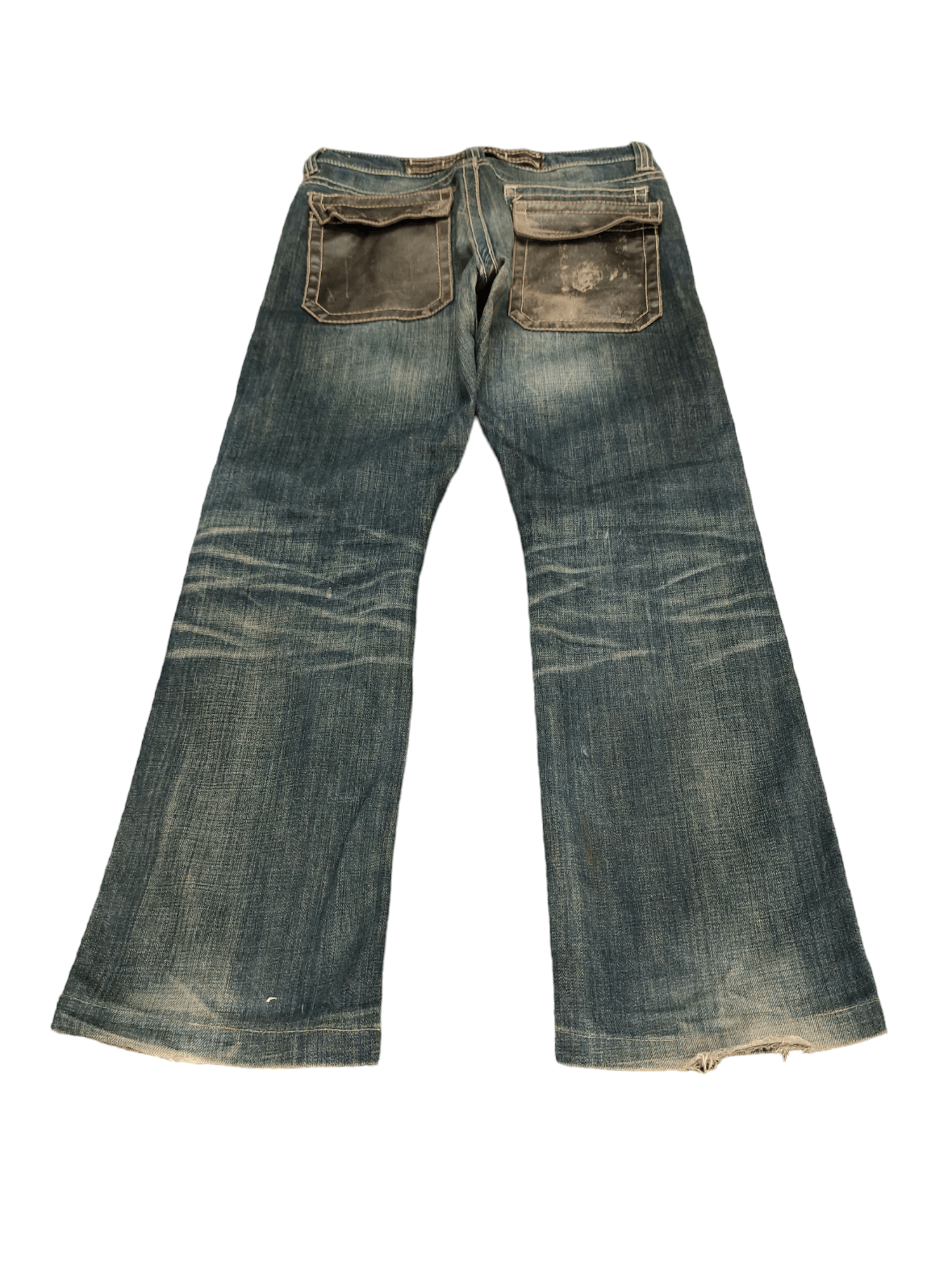 If Six Was Nine Flare Jeans Trim Co Leather Distress Faded Boot Cut Y2k Size US 31 - 2 Thumbnail