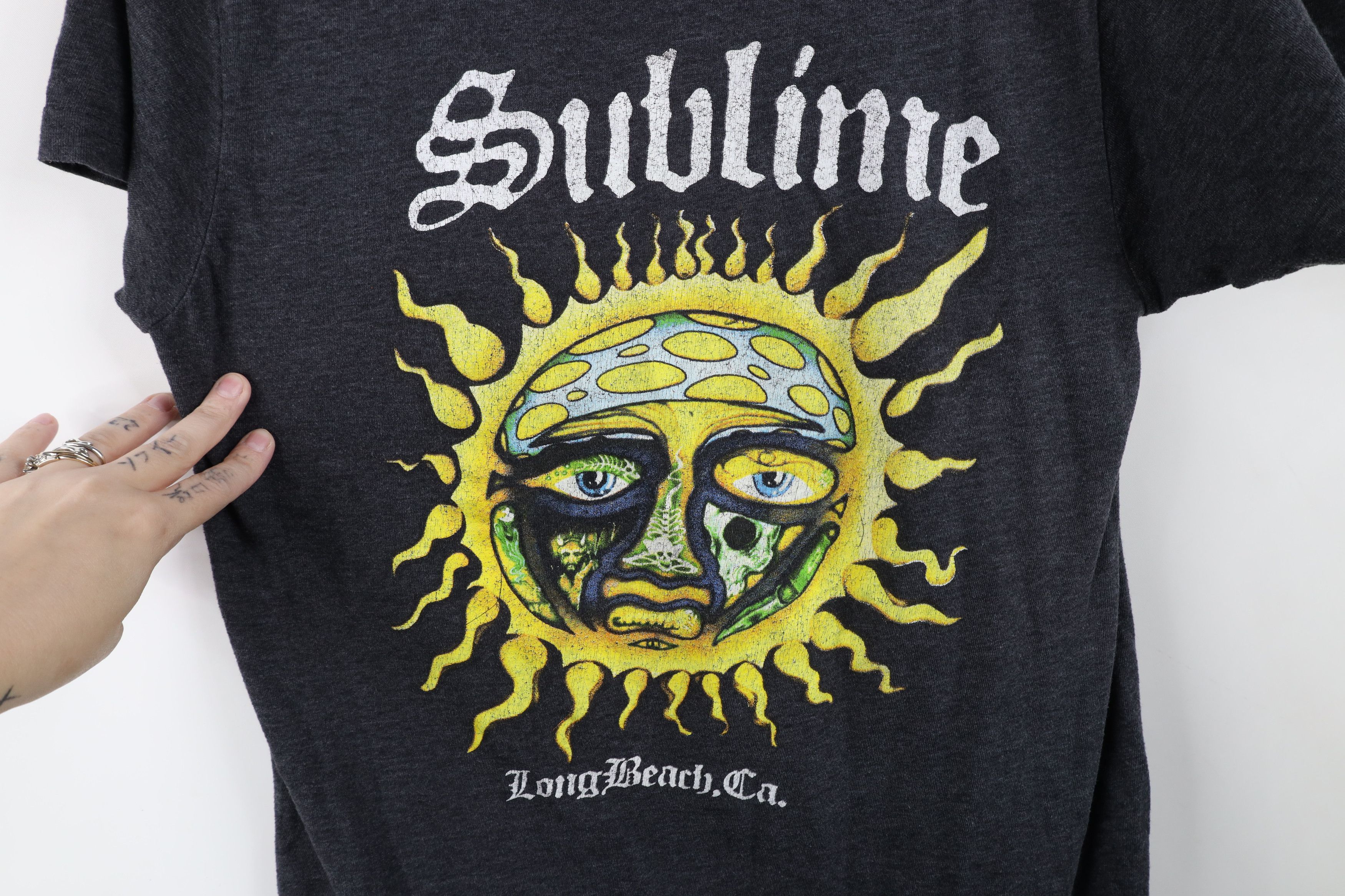 Vintage Retro Y2K Mushroom Sublime Band Short Sleeve T-Shirt Gray Size L / US 10 / IT 46 - 4 Thumbnail